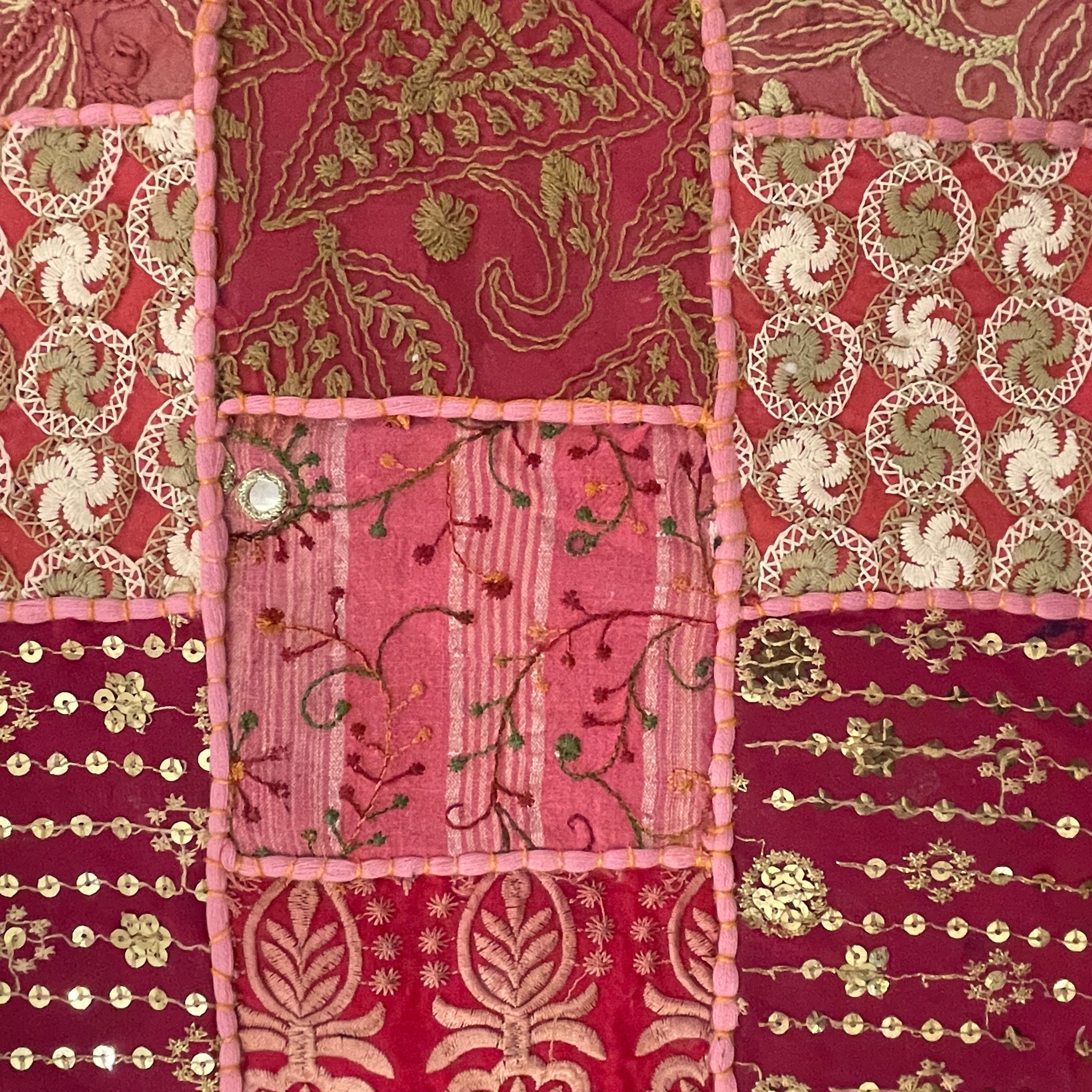 Handmade Dark Pink Patchwork Pillowcovers - 3 Styles - Vintage India NYC