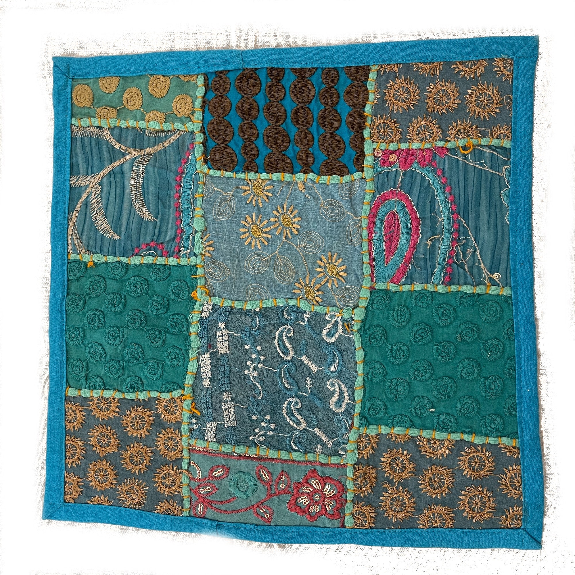 Handmade Blue Patchwork Pillowcovers - 3 Styles - Vintage India NYC