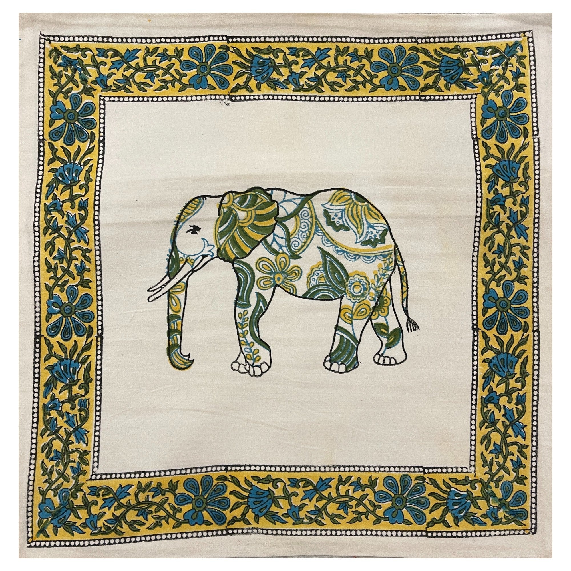 Elephant Print  Cotton Pillow Cover - 2 Colors - Vintage India NYC