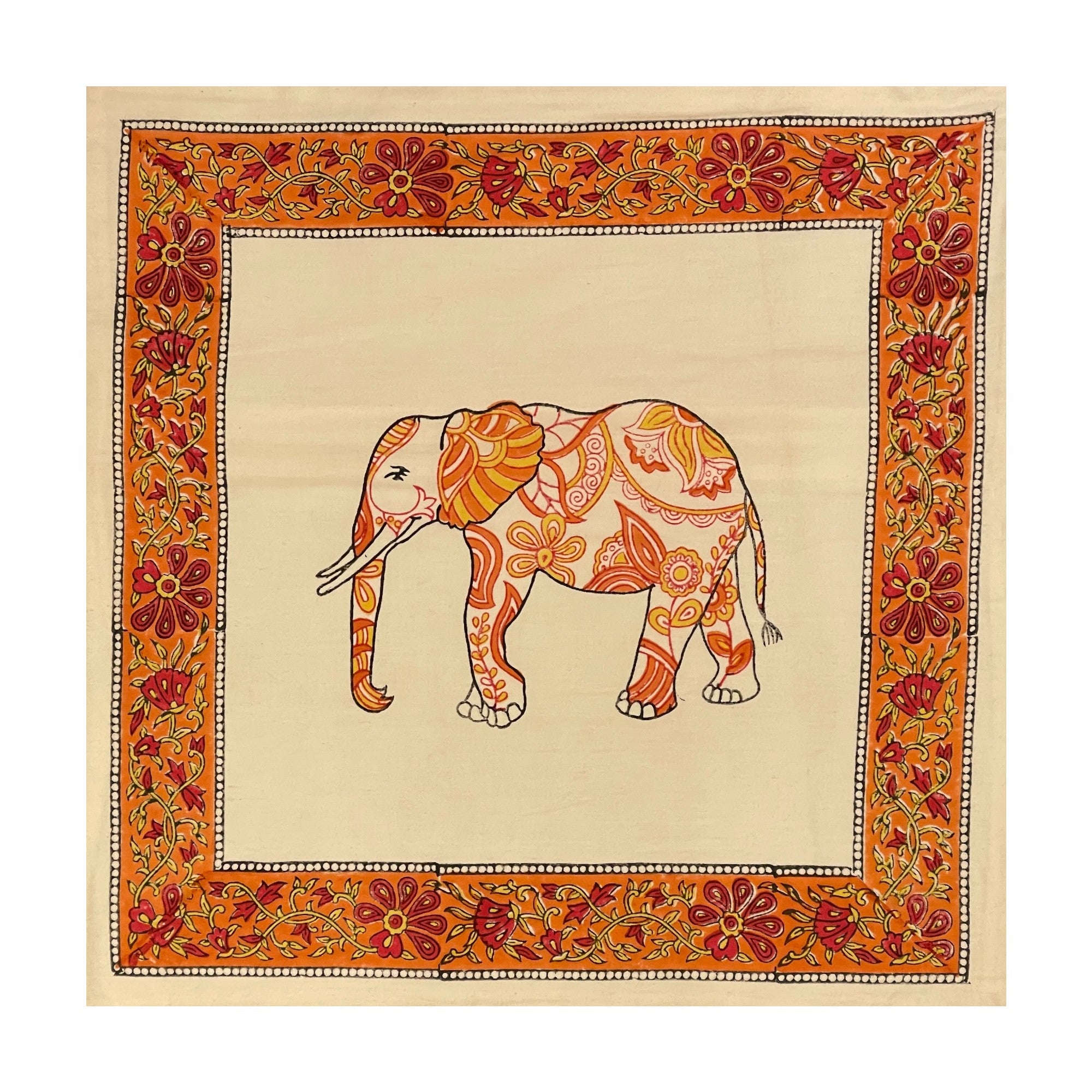 Elephant Print  Cotton Pillow Cover - 2 Colors - Vintage India NYC