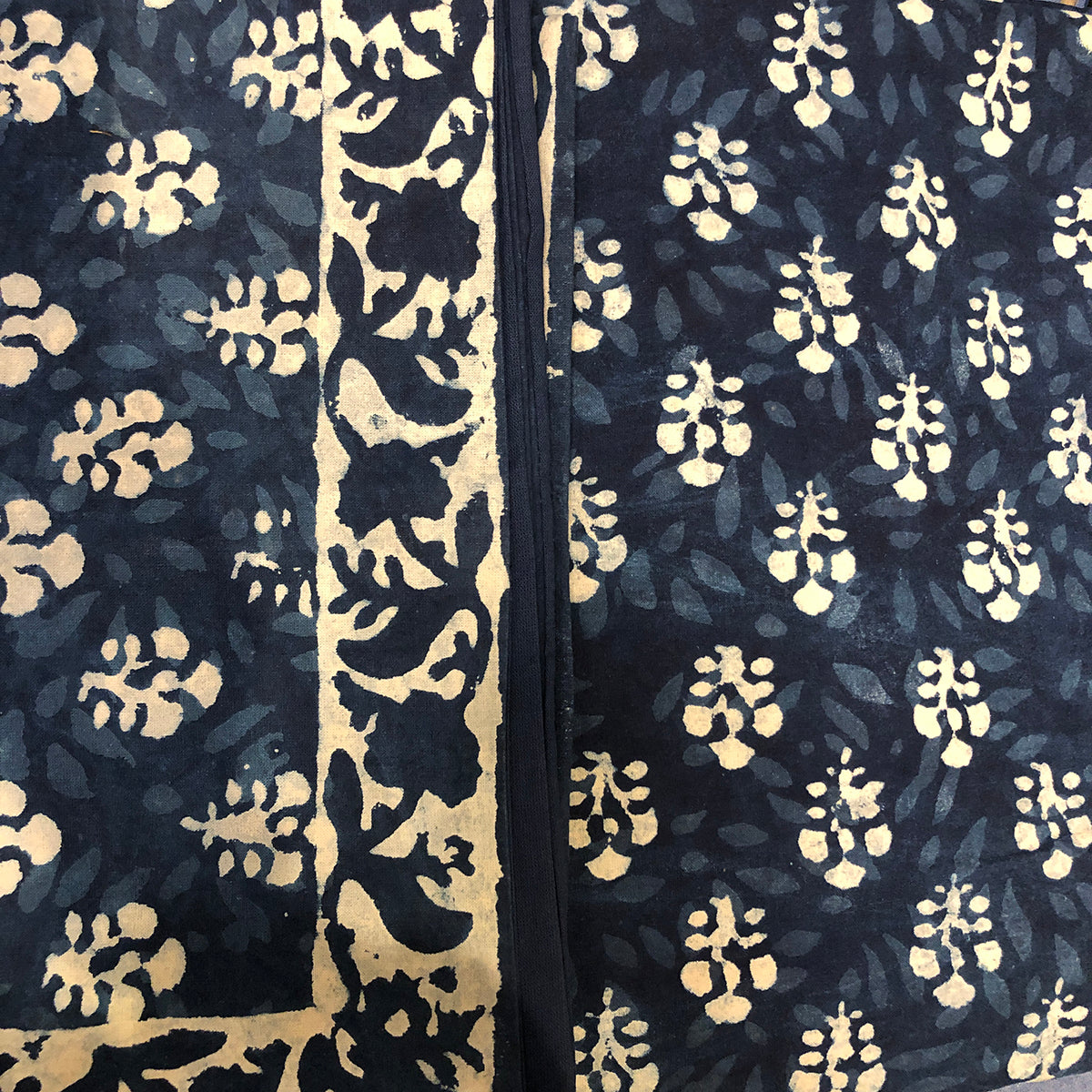JM Cotton Indigo Sheets- Queen Size - Vintage India NYC