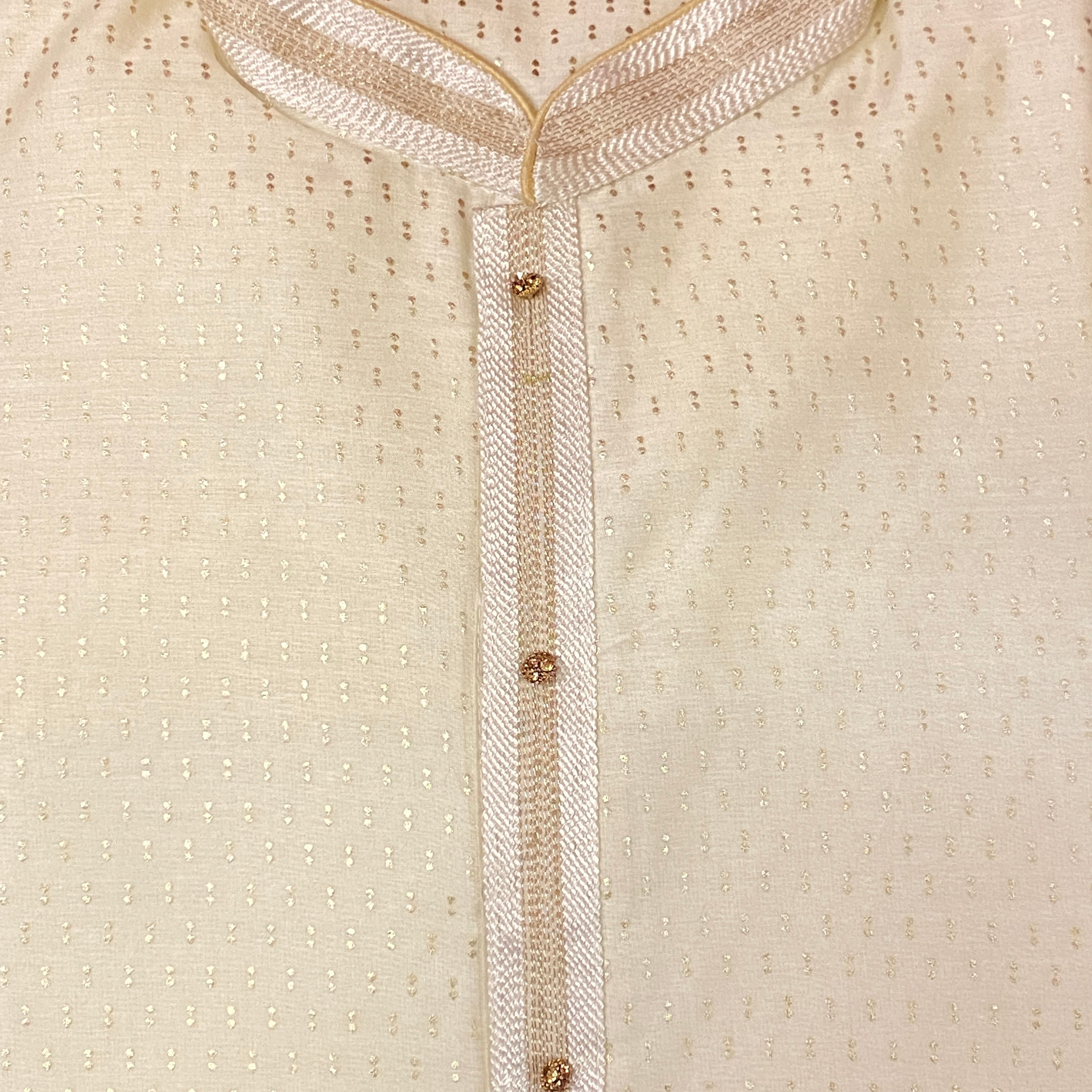 YD Ivory or Peach Brocade Kurta - Vintage India NYC