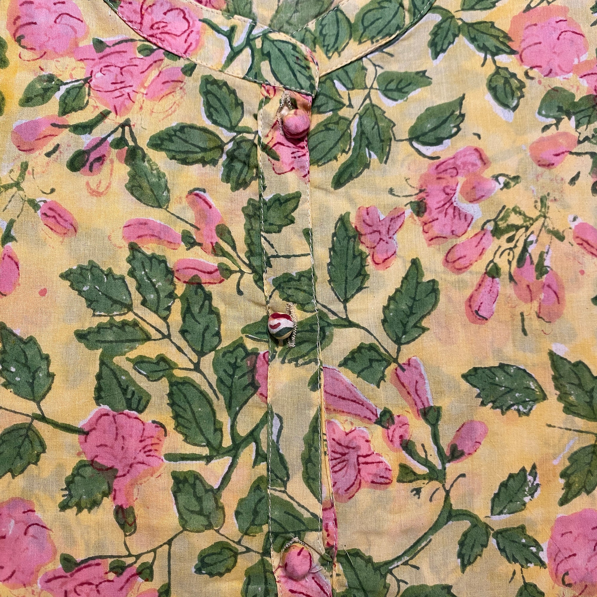 Floral Print Cotton Short Kurtas-3 Colors - Vintage India NYC