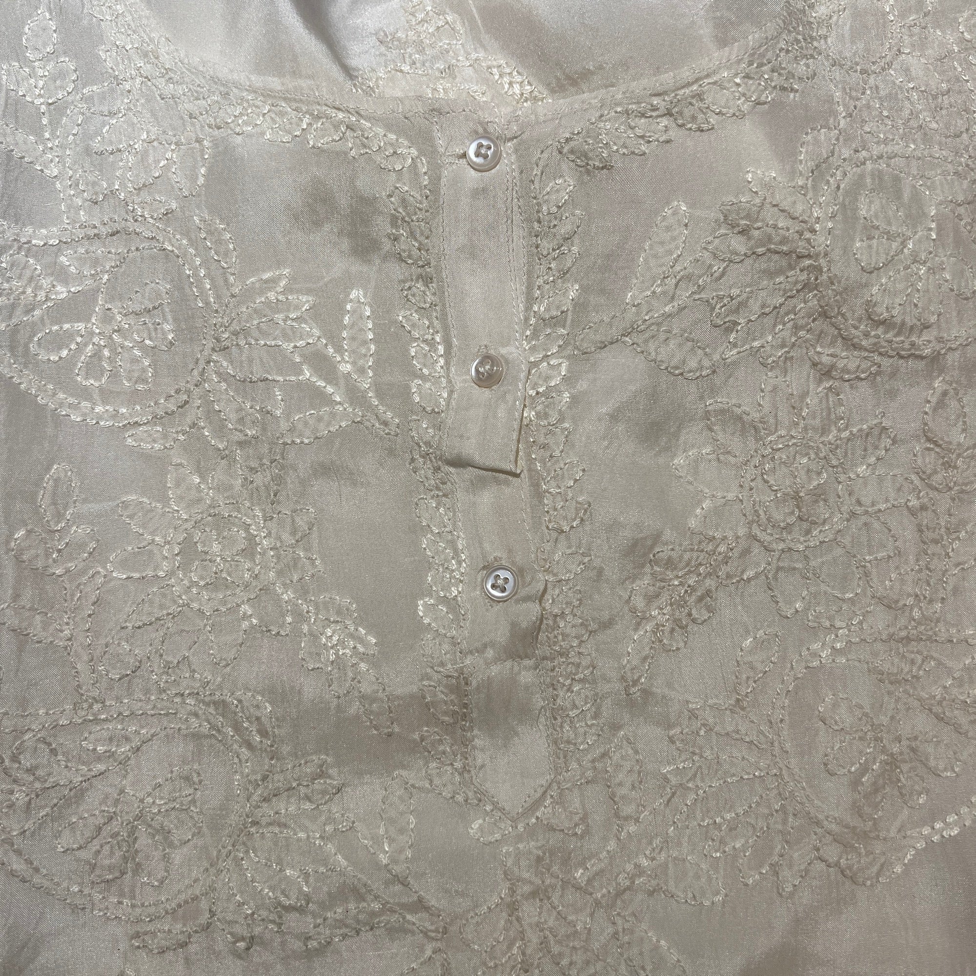 LH White Silk Tops - Vintage India NYC