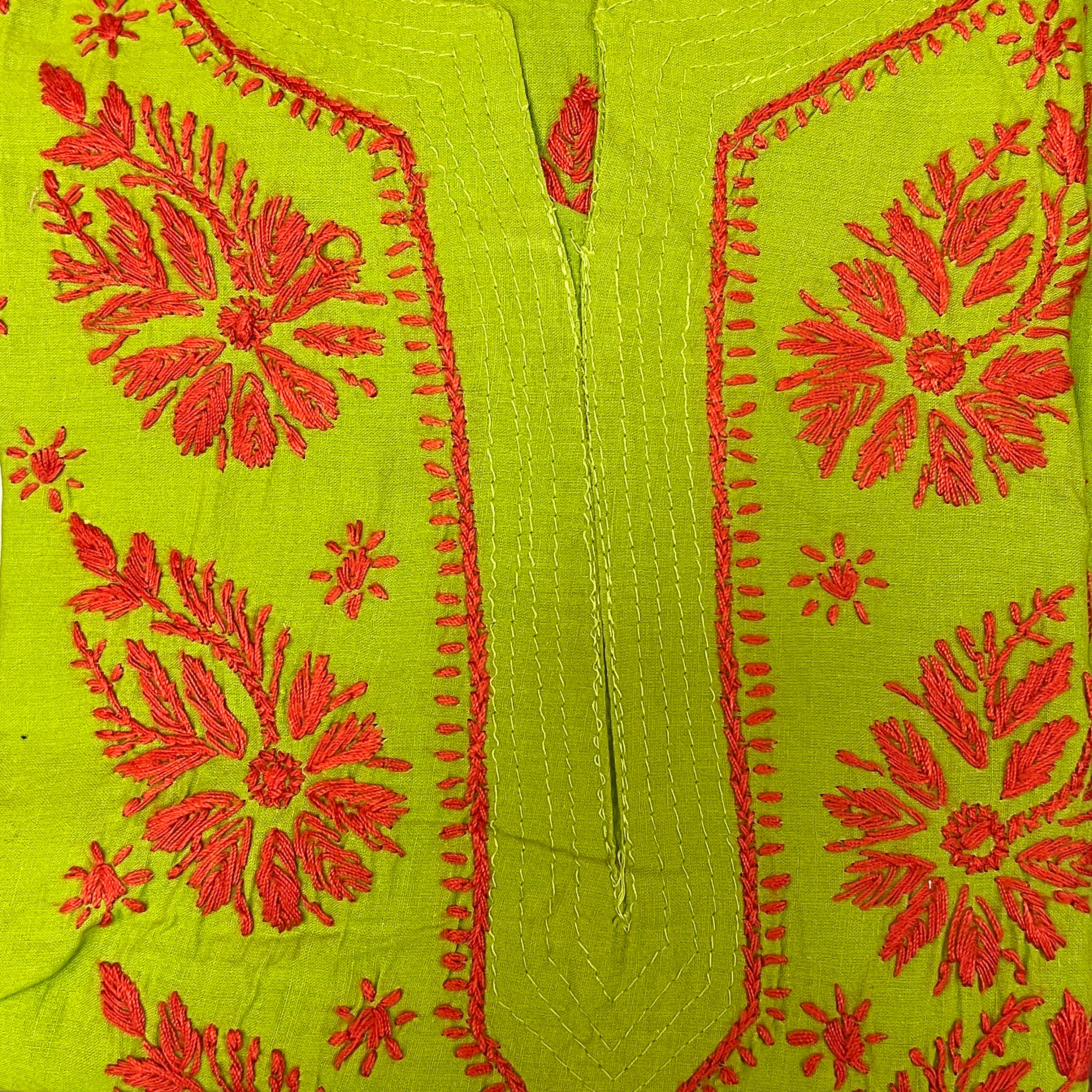 AR Long Embroidered Cotton Tunic Kurtis- XS - Vintage India NYC