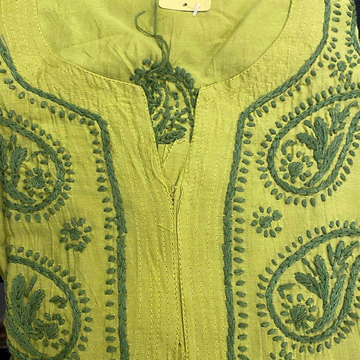 AR Long Embroidered Cotton Tunic kurtis- S - Vintage India NYC