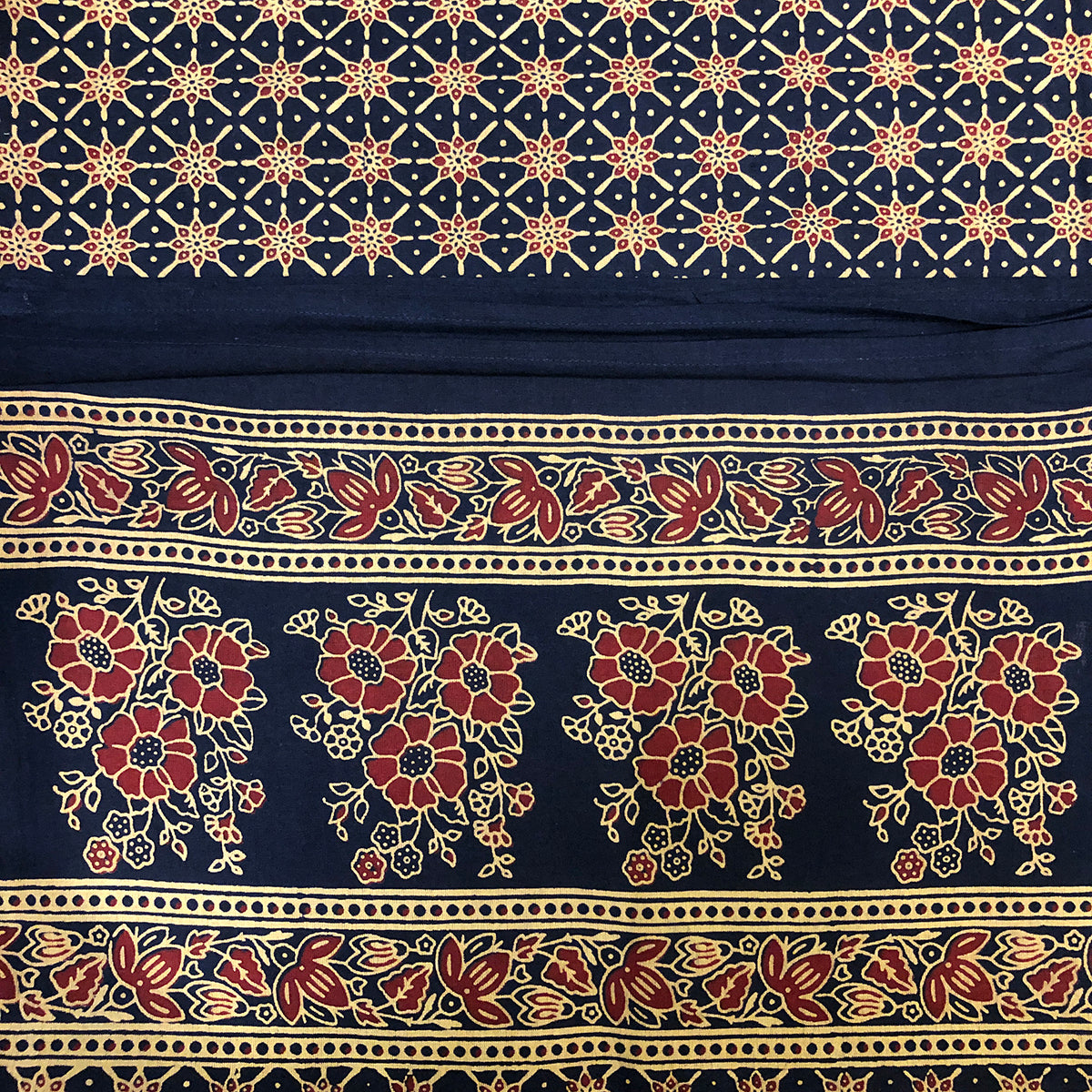 JM Navy Block Print Bed Cover 1 - Vintage India NYC