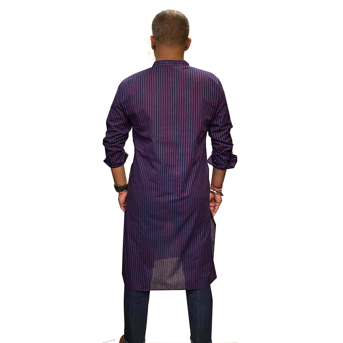 Striped Khadi Kurtas-Size 40-44 - Vintage India NYC