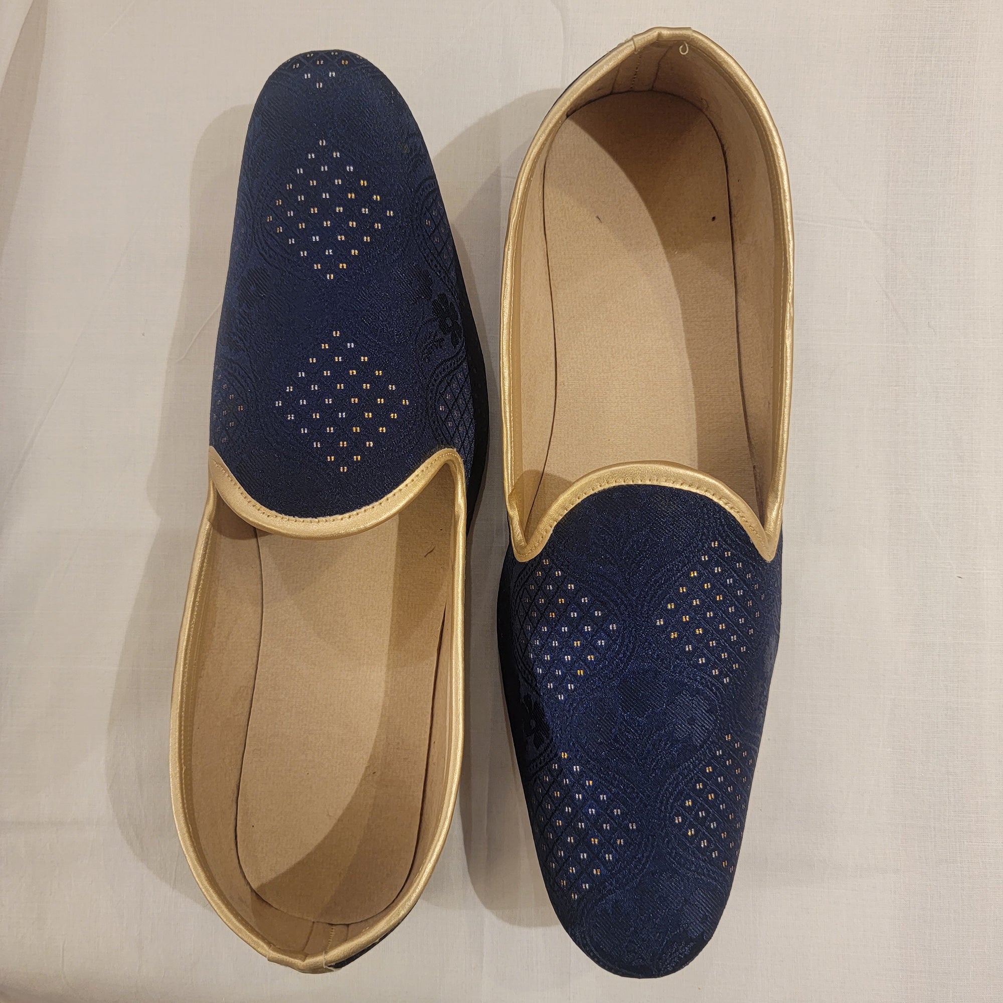YD Navy & Gold Diamond Loafer - Vintage India NYC