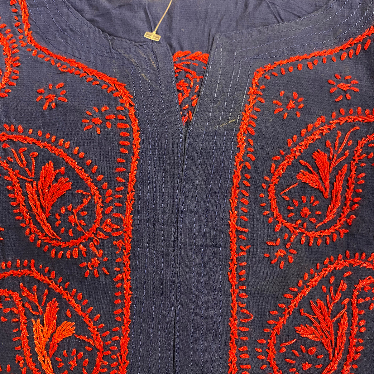 AR Long Embroidered Cotton Tunic Kurtis - M - Vintage India NYC