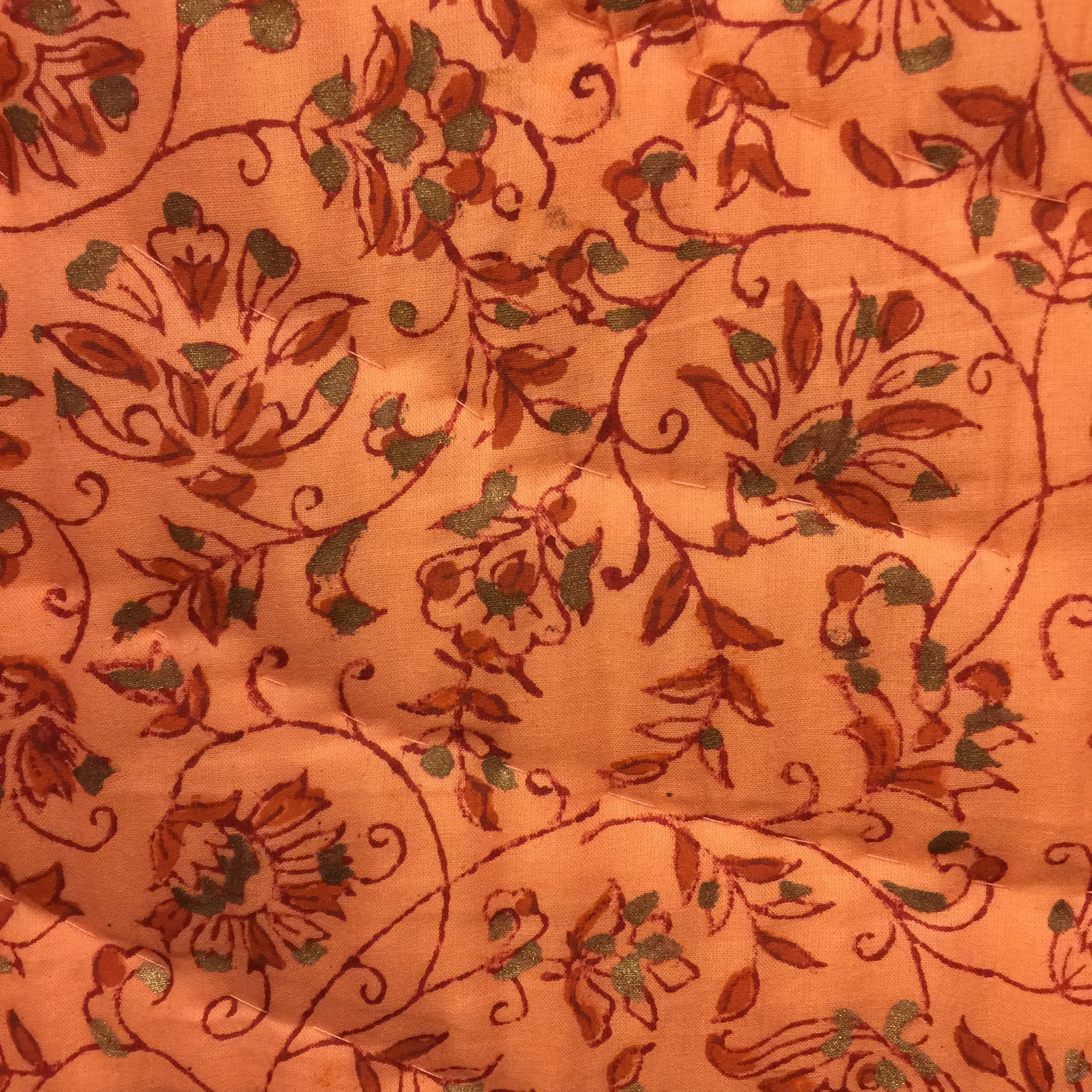 JM Twin Block Print Quilt Orange - Vintage India NYC