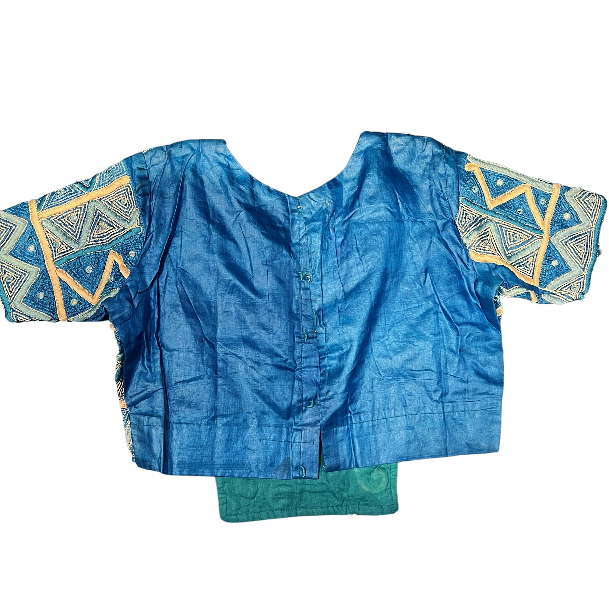 Ocean Blue Embroidered Choli Blouse - Vintage India NYC