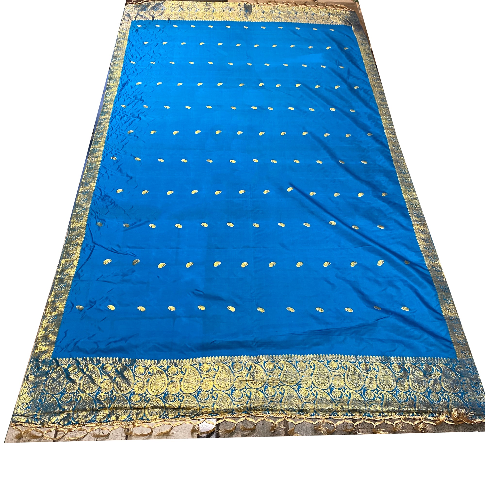Handwoven Pure Silk and Gold Zari Dupatta Stoles-Many Colors - Vintage India NYC