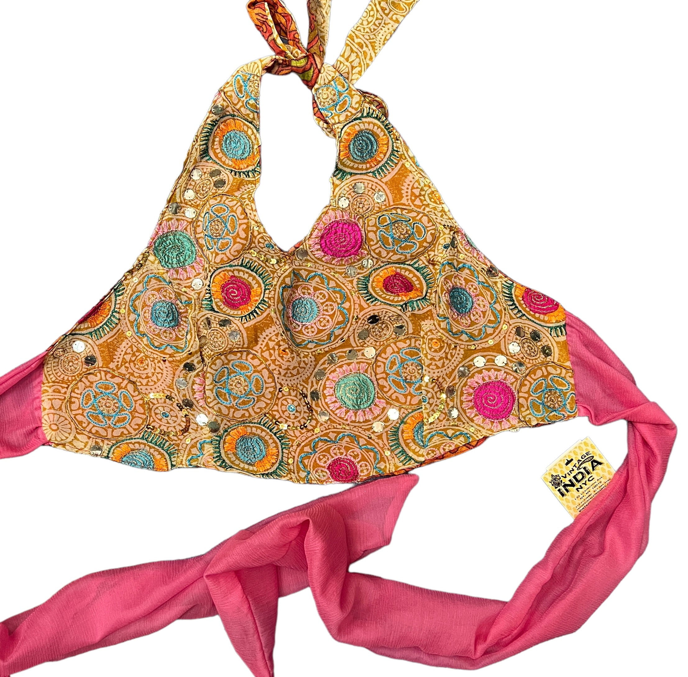 Reversible Halter Blouse-2 Styles - Vintage India NYC