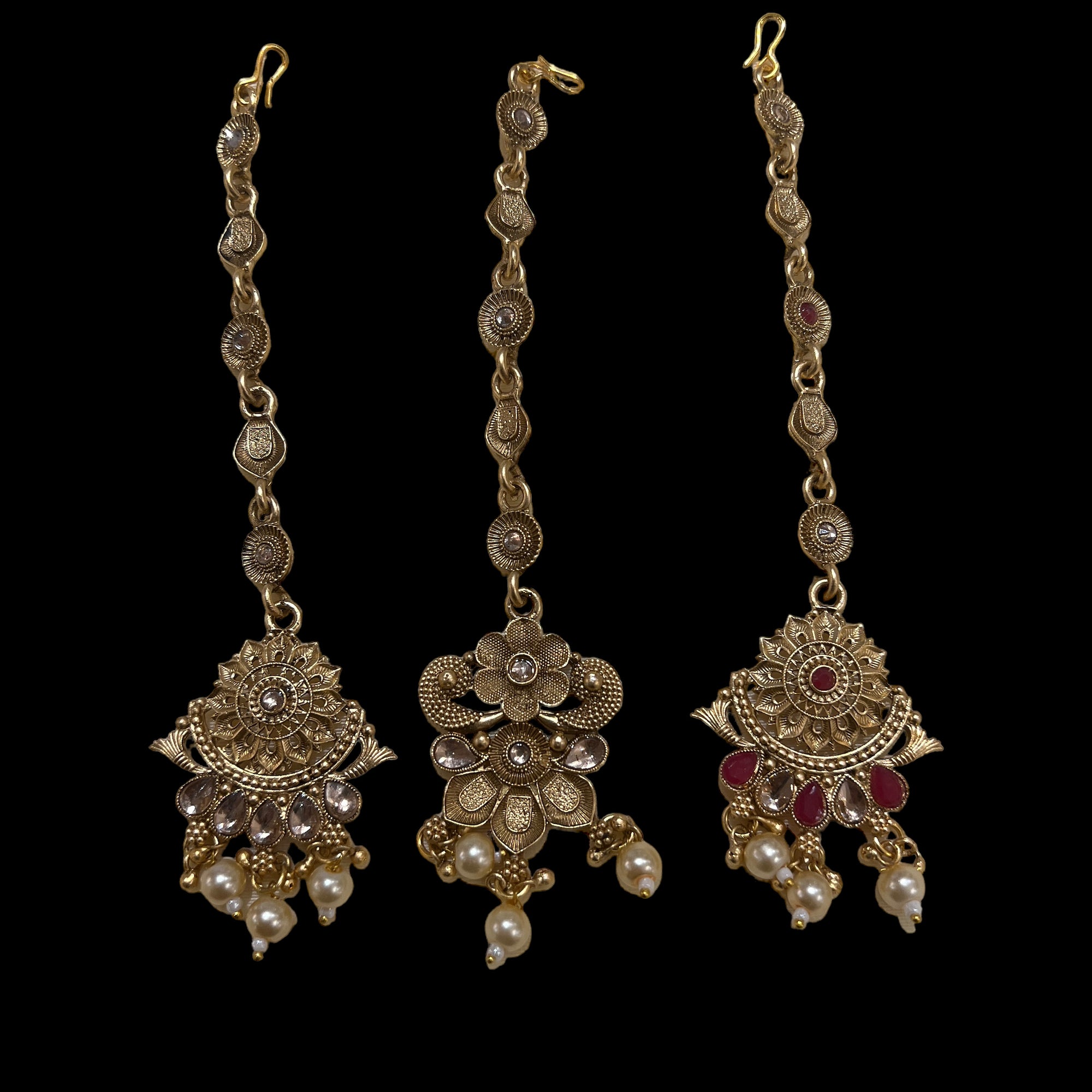 Fan & Floral Maang Tikkas-2 Colors - Vintage India NYC
