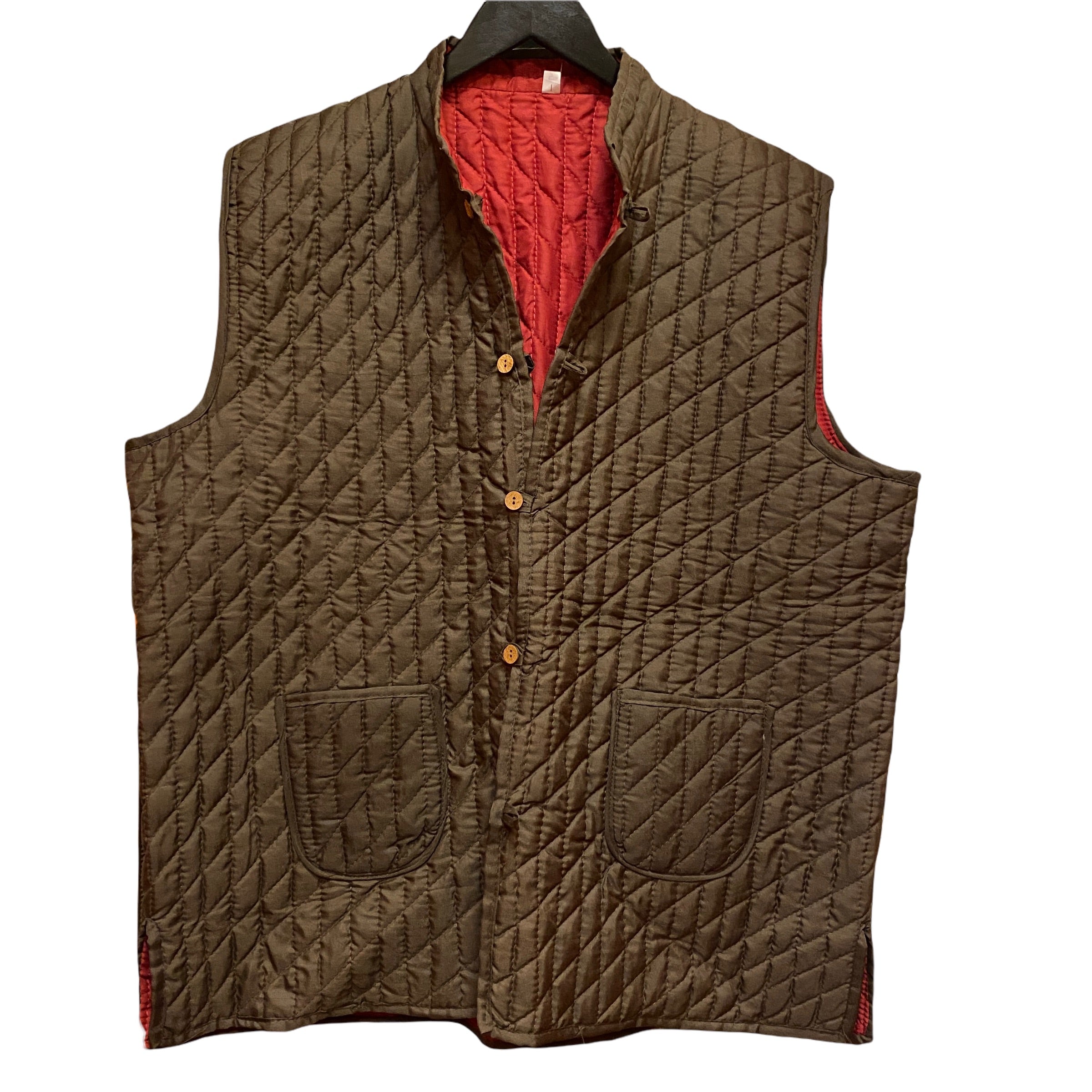 Mens Reversible Quilted Vests-Solid Colors - Vintage India NYC