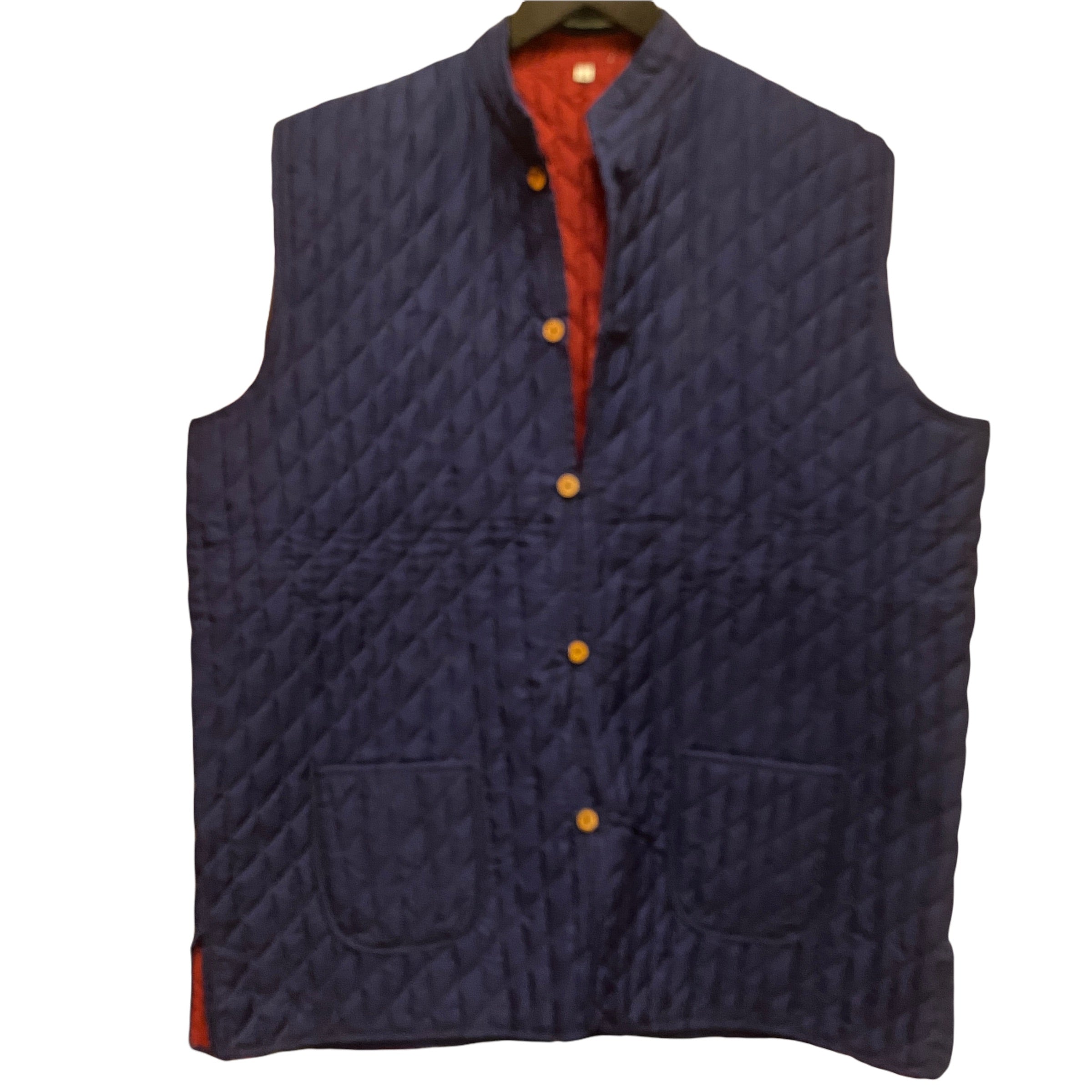 Mens Reversible Quilted Vests-Solid Colors - Vintage India NYC