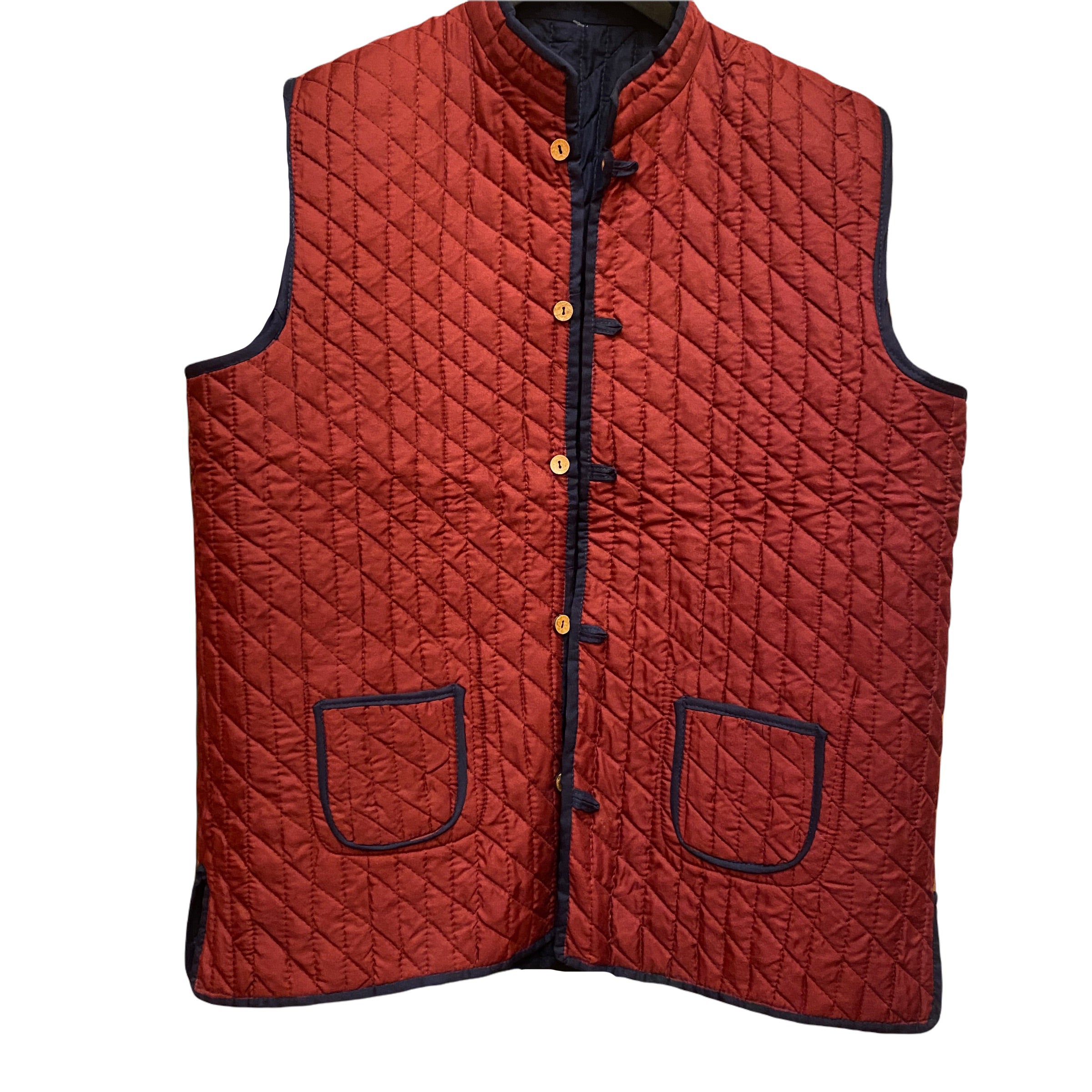 Mens Reversible Quilted Vests-Solid Colors - Vintage India NYC