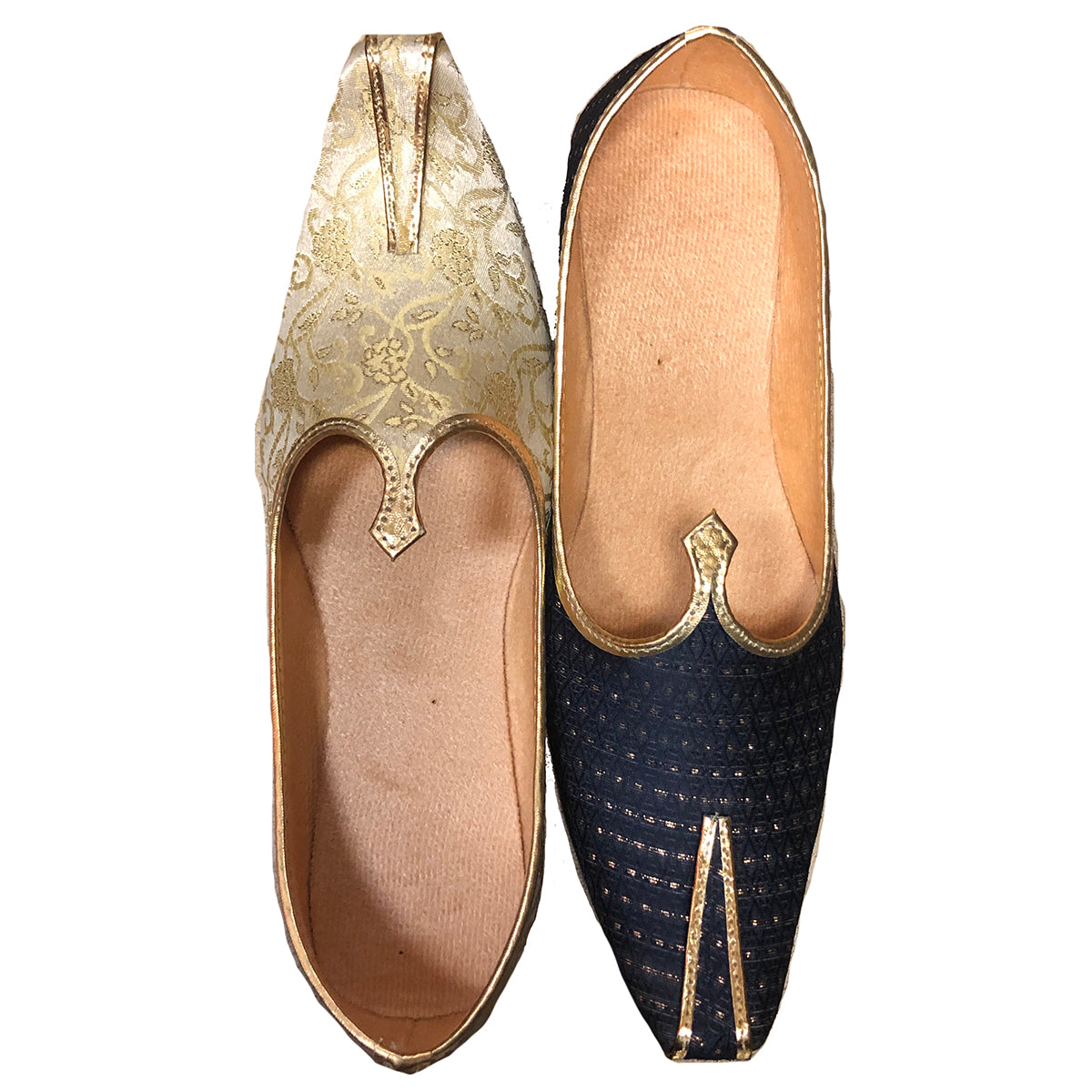 RO Gold & Navy Mojaris - Vintage India NYC