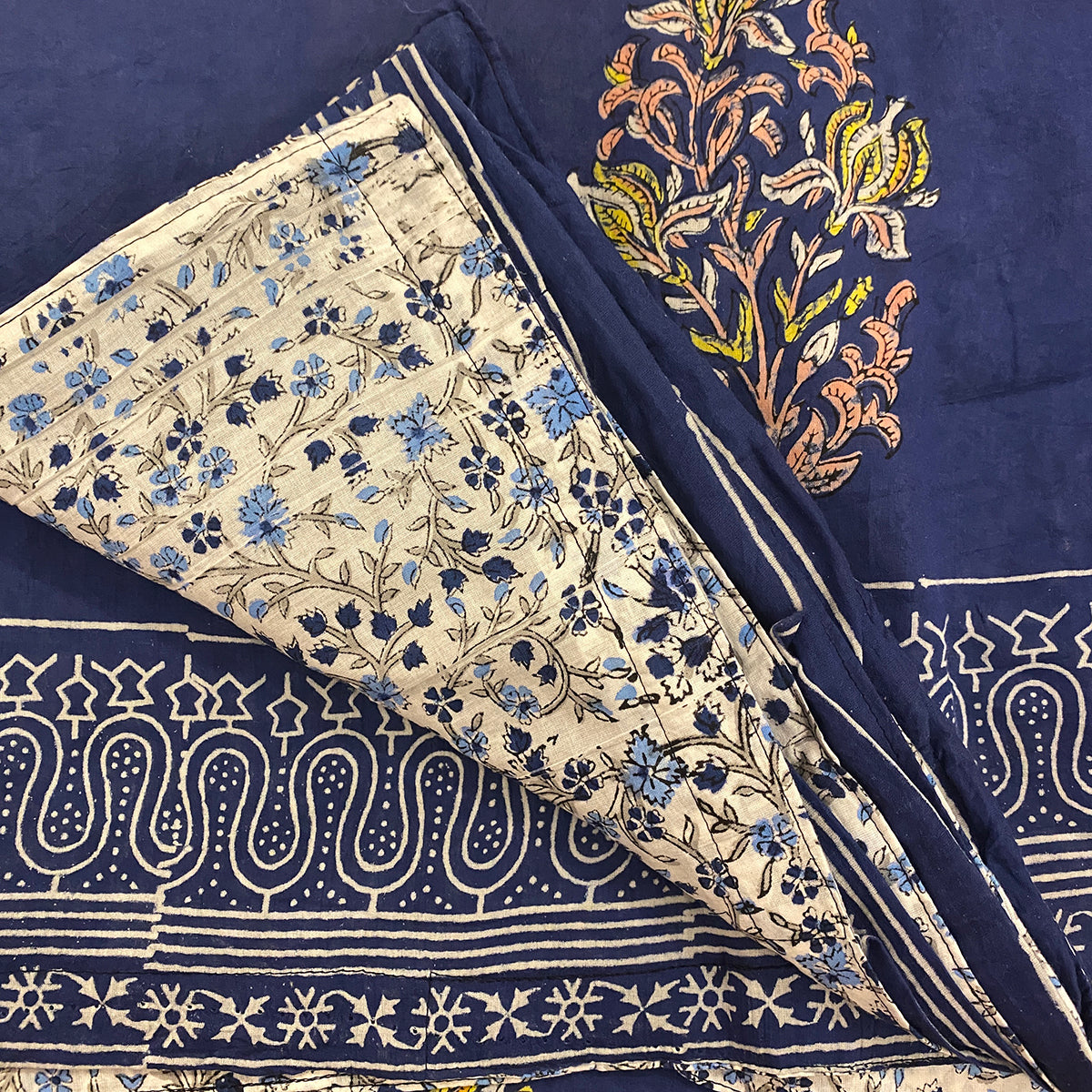 SC Reversible Blockprint Duvet Covers - Indigo - Vintage India NYC