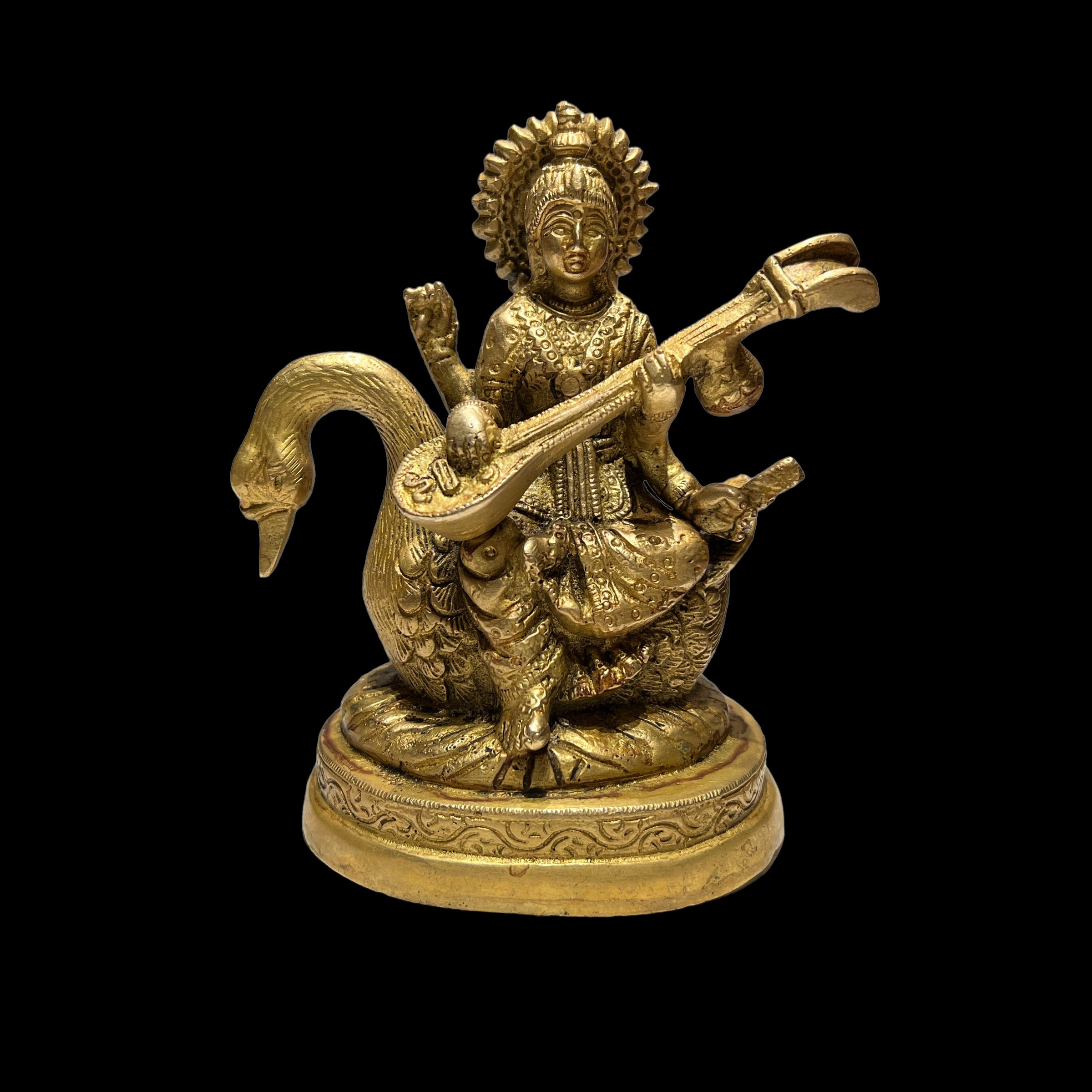 GM Brass Saraswati 168- 5 inches - Vintage India NYC