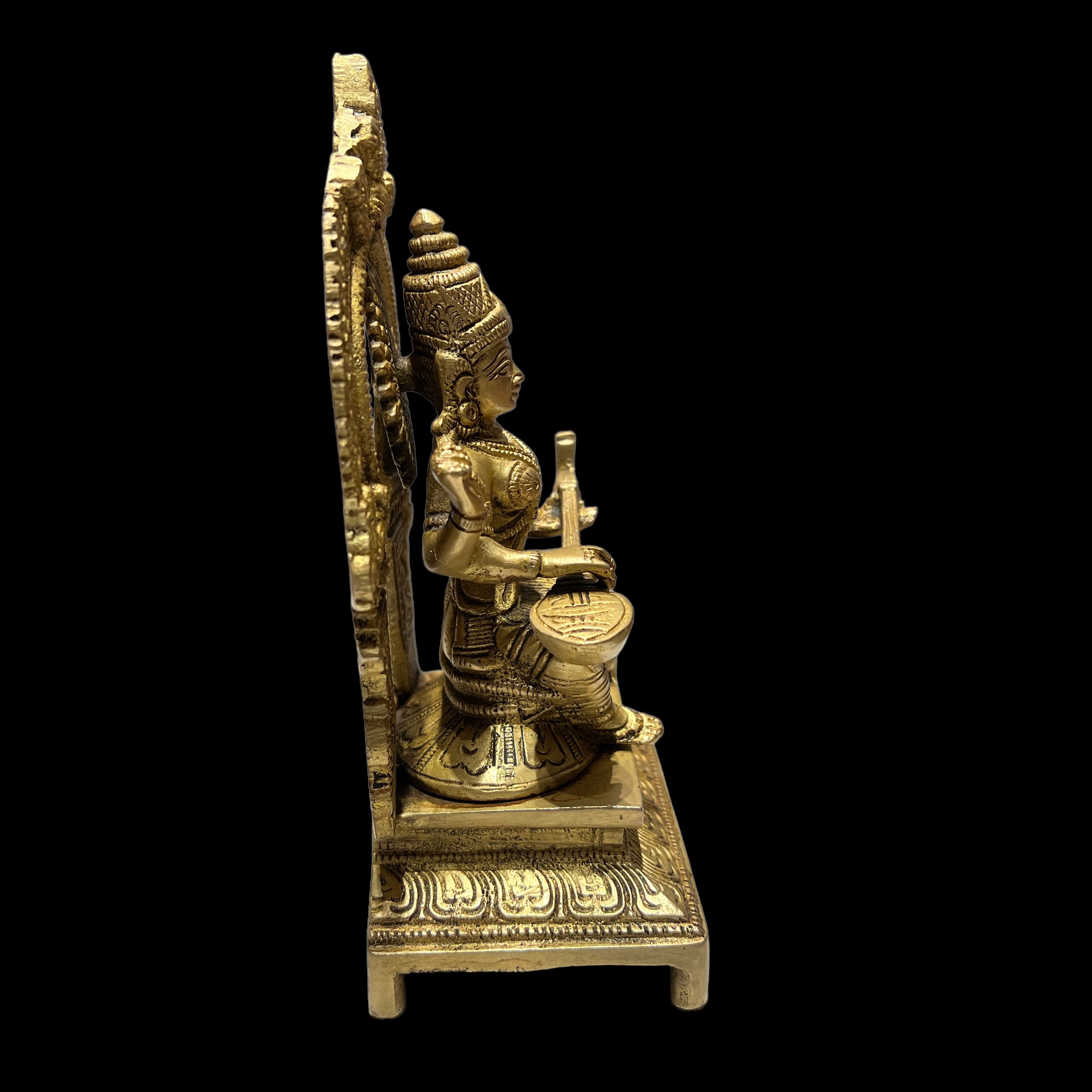 GM Brass Saraswati 1412- 7.5 inches - Vintage India NYC