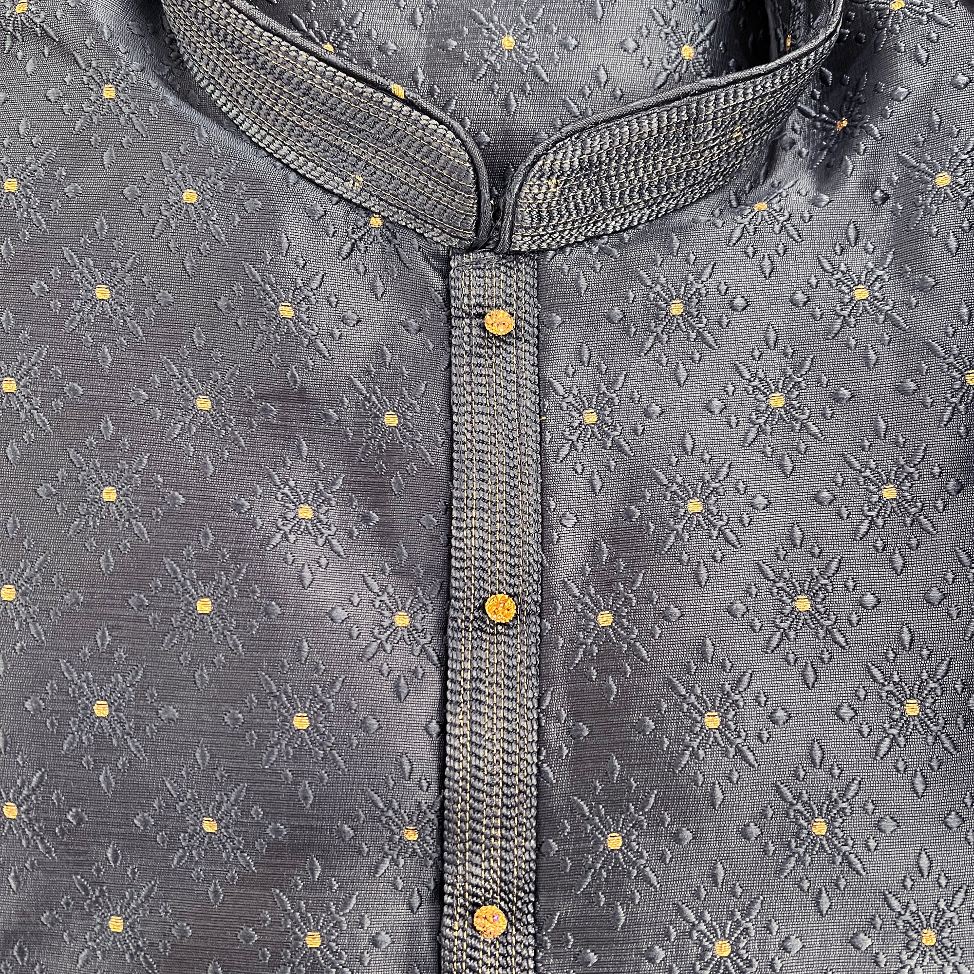 YD Diamond Flower Jacquard Kurta-4 Colors - Vintage India NYC