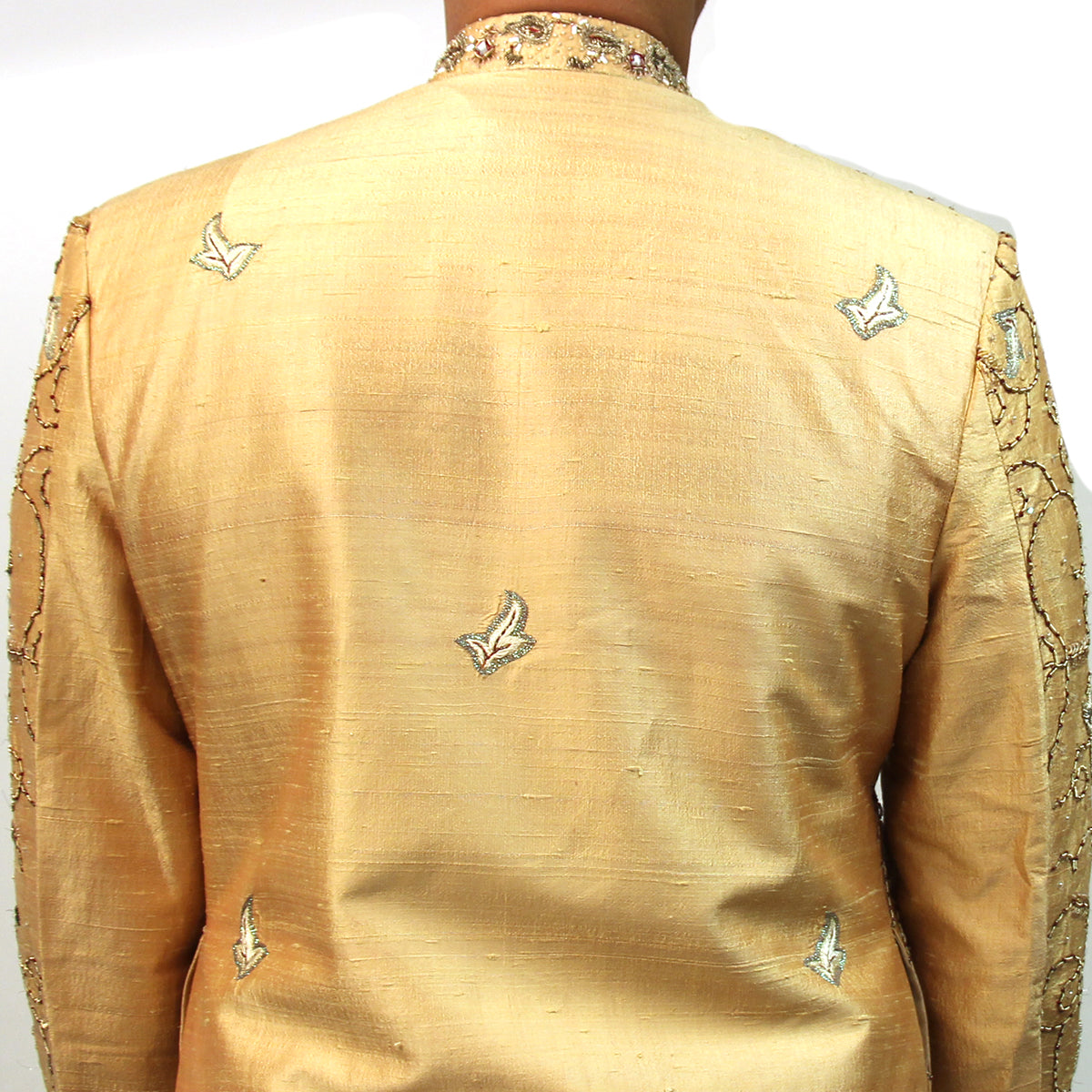 VM Gold Sherwani with Gold Embroidery - Vintage India NYC