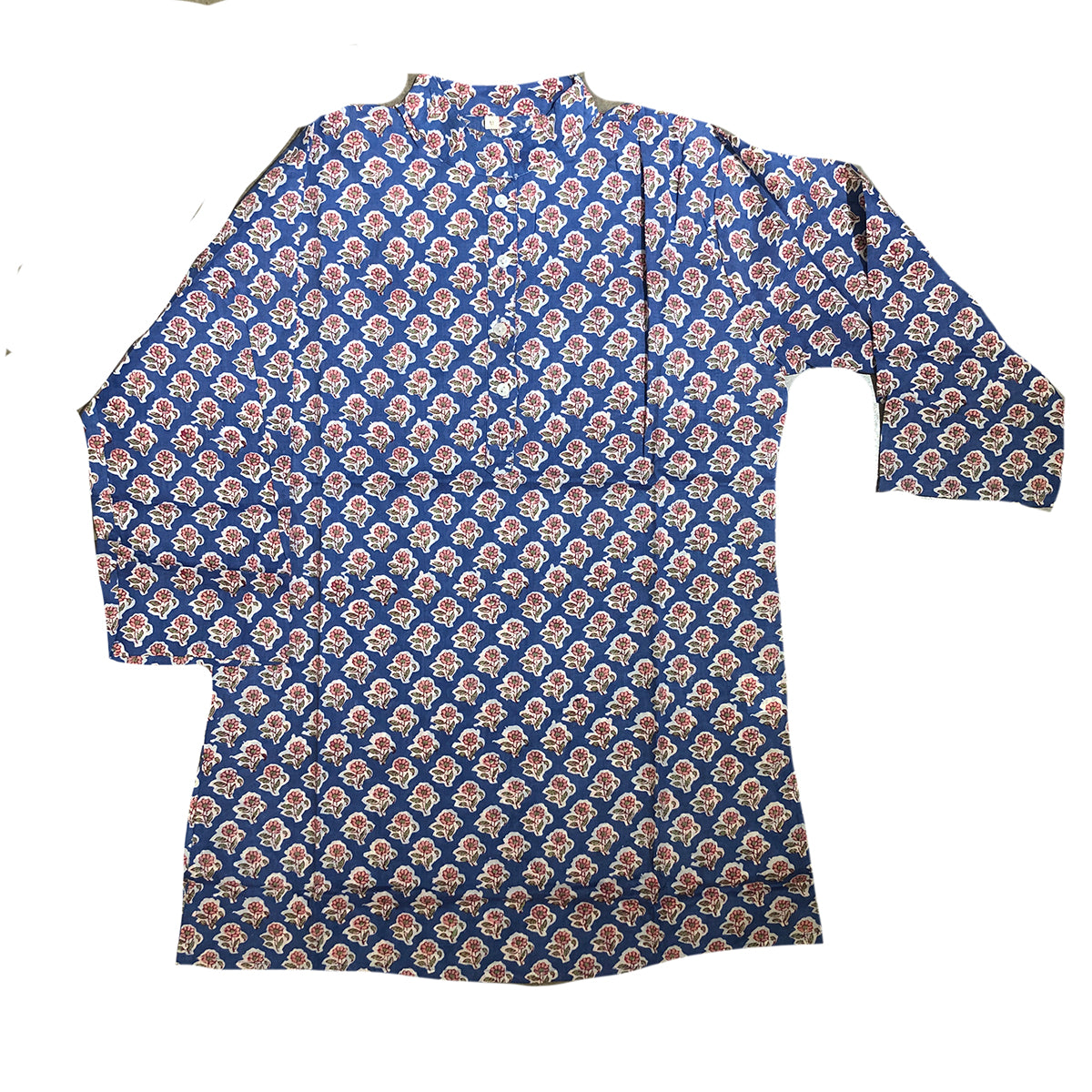 VR Blue with Pink Floral Kurti - Vintage India NYC