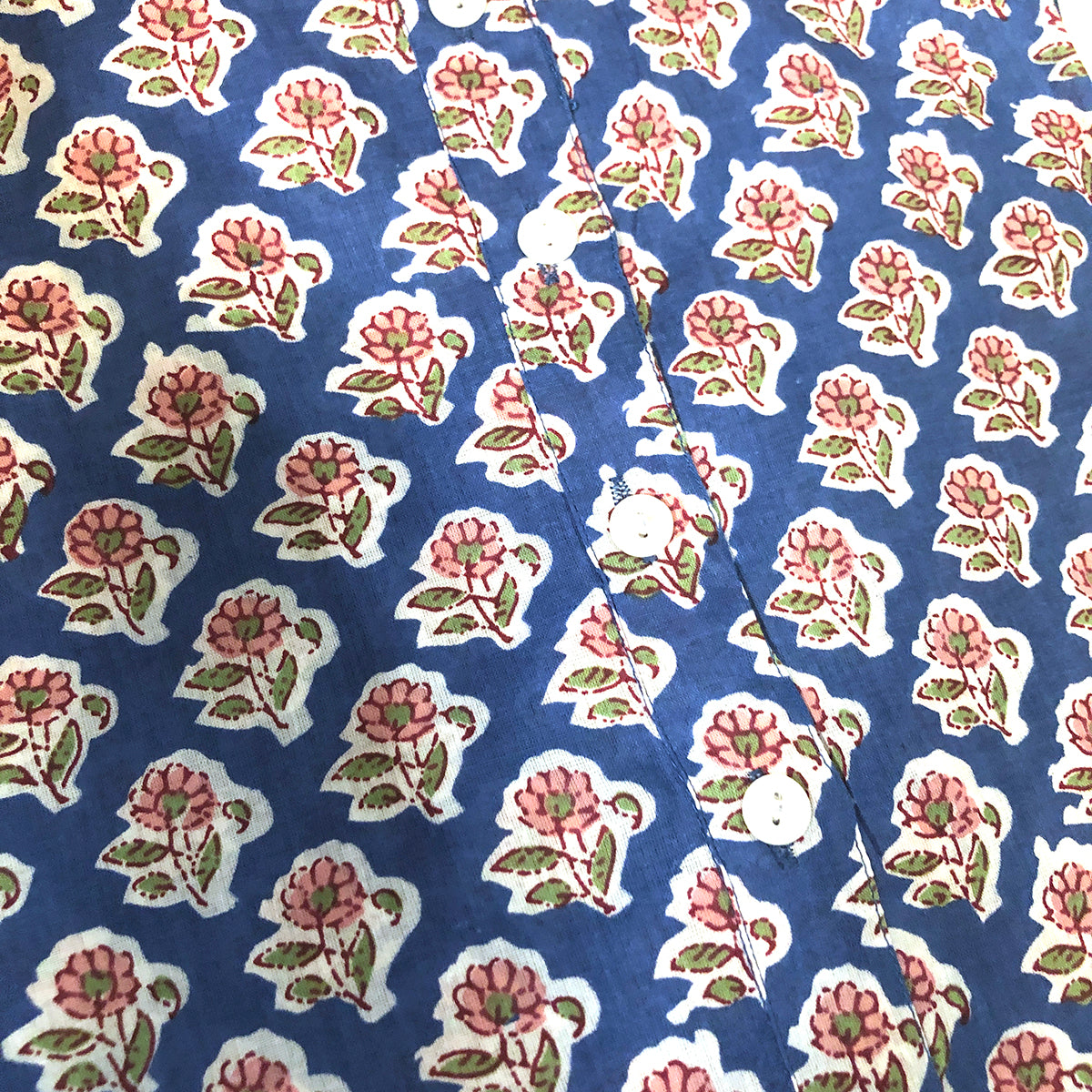 VR Blue with Pink Floral Kurti - Vintage India NYC