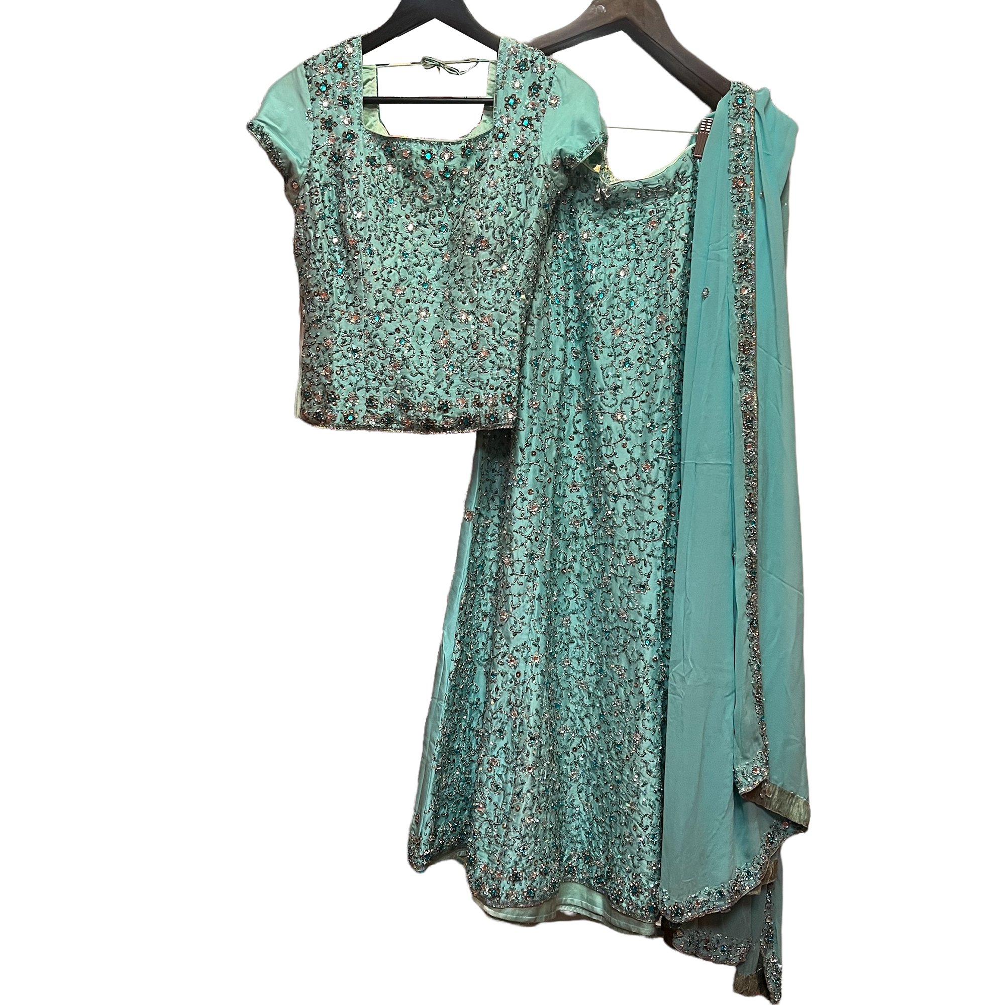 Vintage Mint Blue Lehenga Set - Vintage India NYC