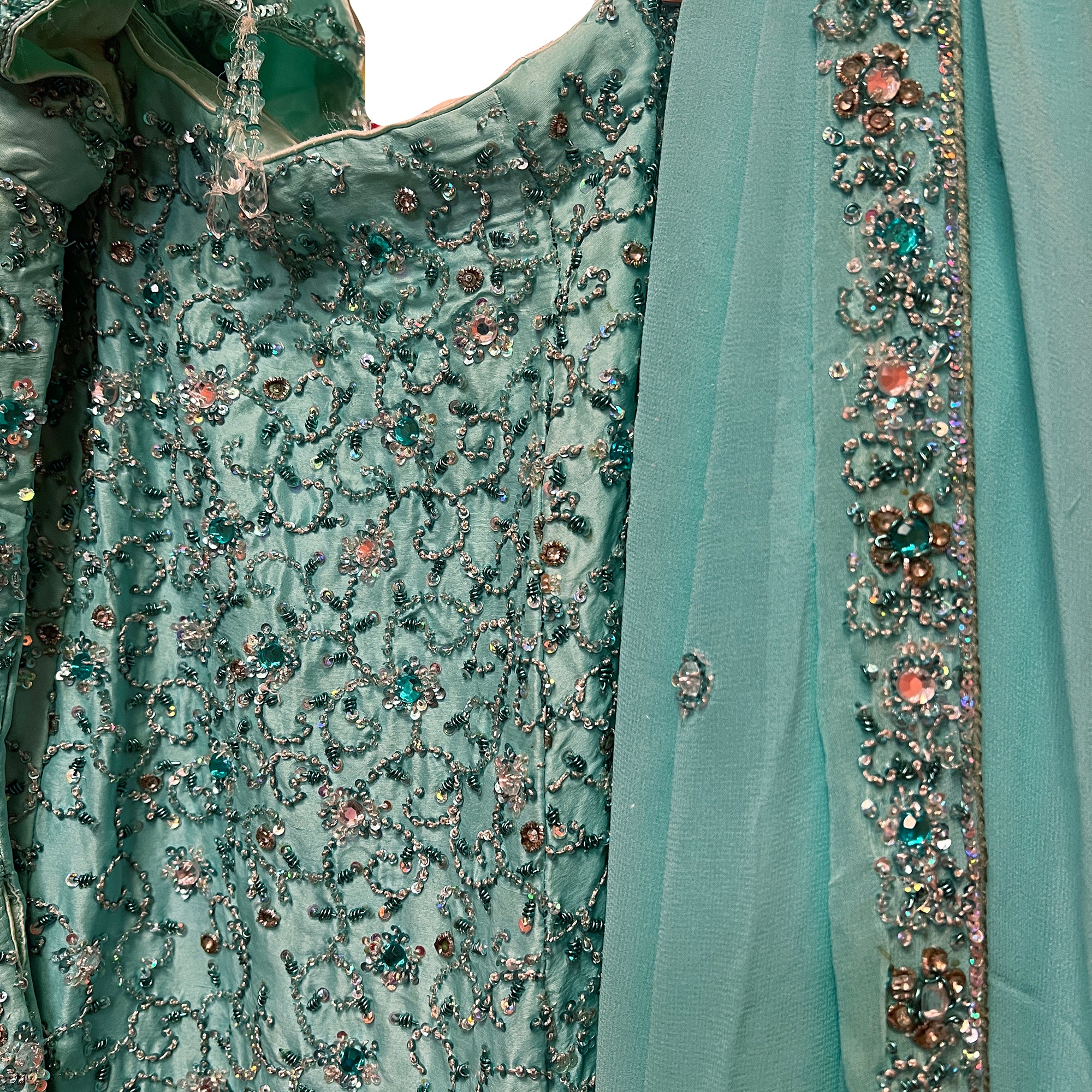 Vintage Mint Blue Lehenga Set - Vintage India NYC