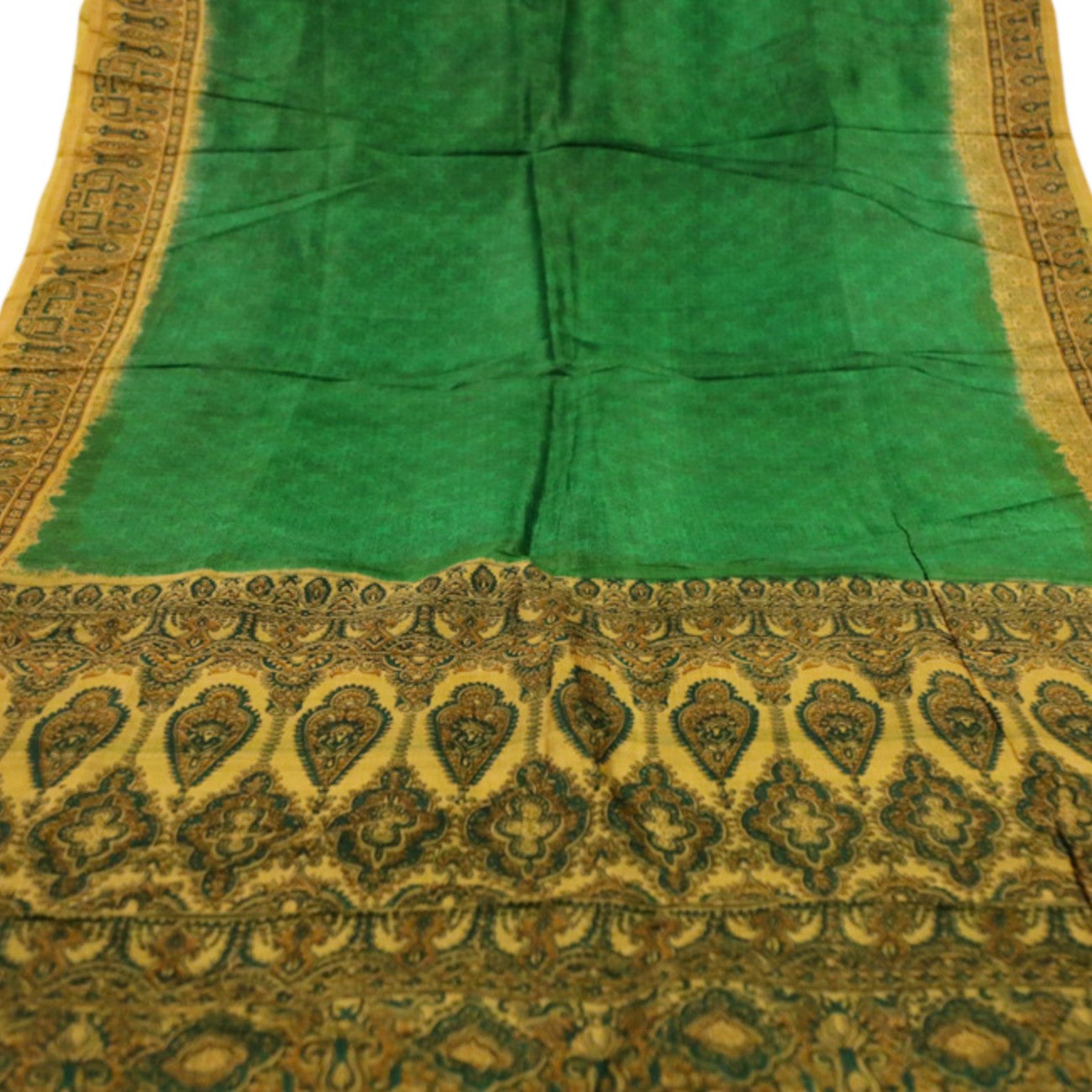 Vintage Silk Saree 2511 - Emerald Green - Vintage India NYC