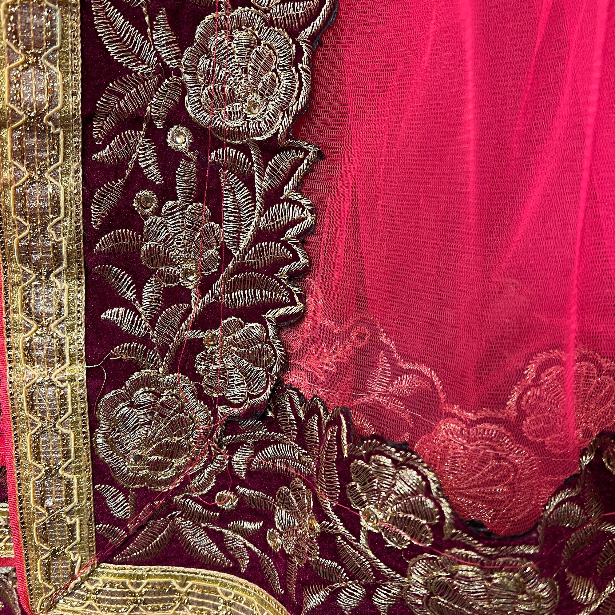 Wine Velvet Lehenga Set - Vintage India NYC