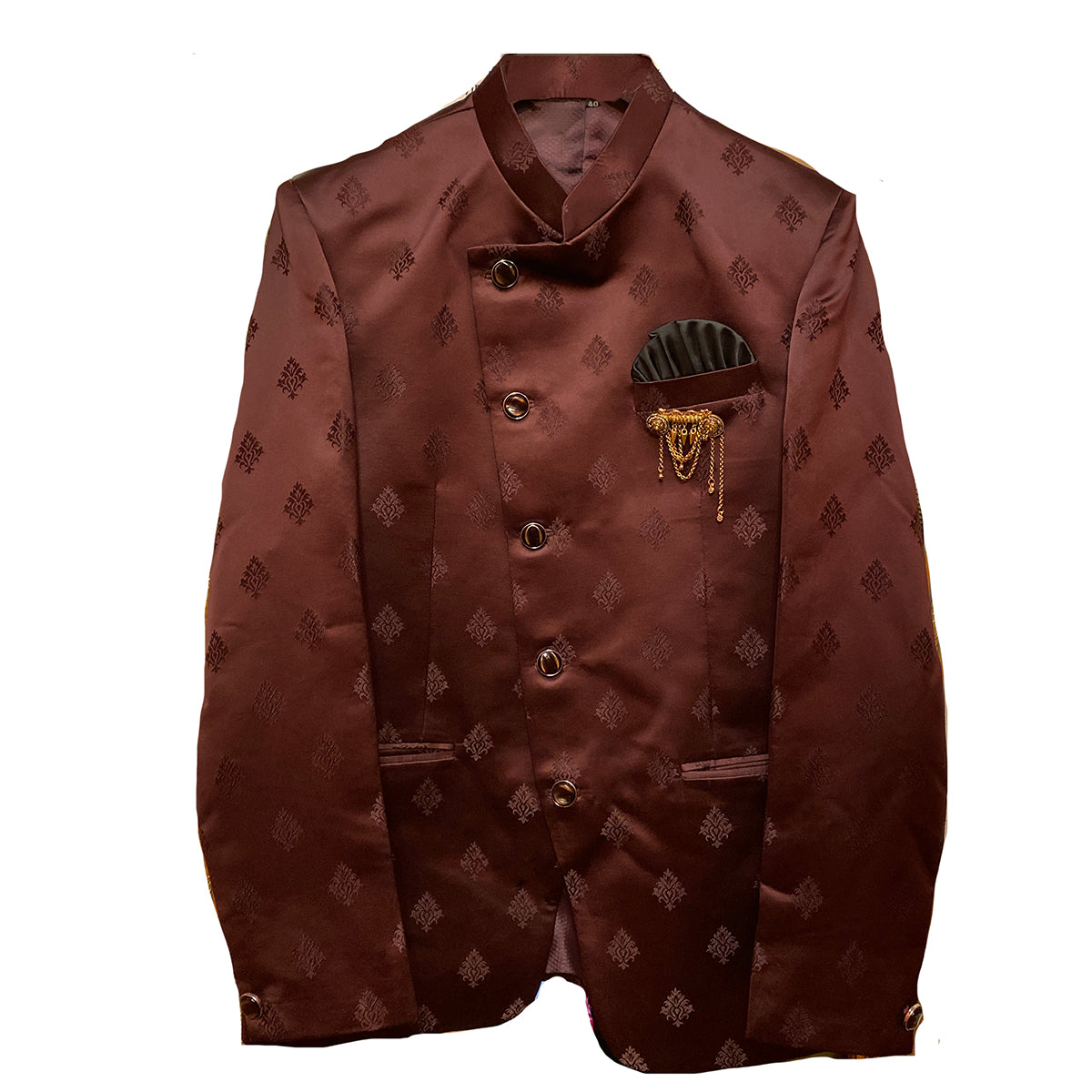 YD Maroon Satin Jodhpuri Jacket - Vintage India NYC