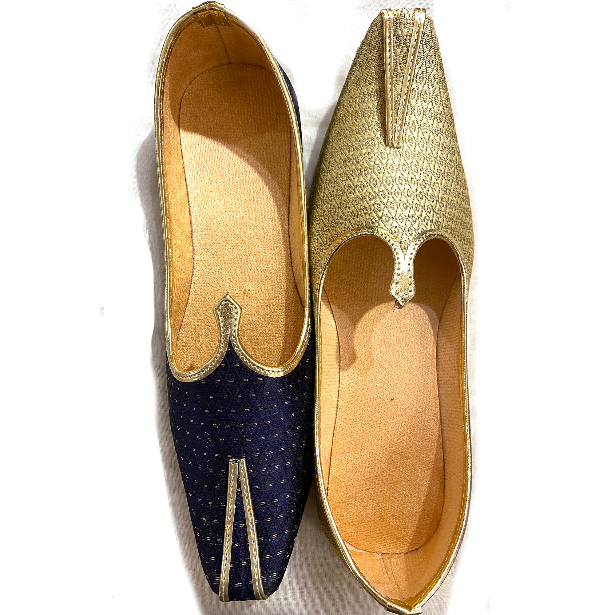 RO Gold & Navy Mojaris - Vintage India NYC