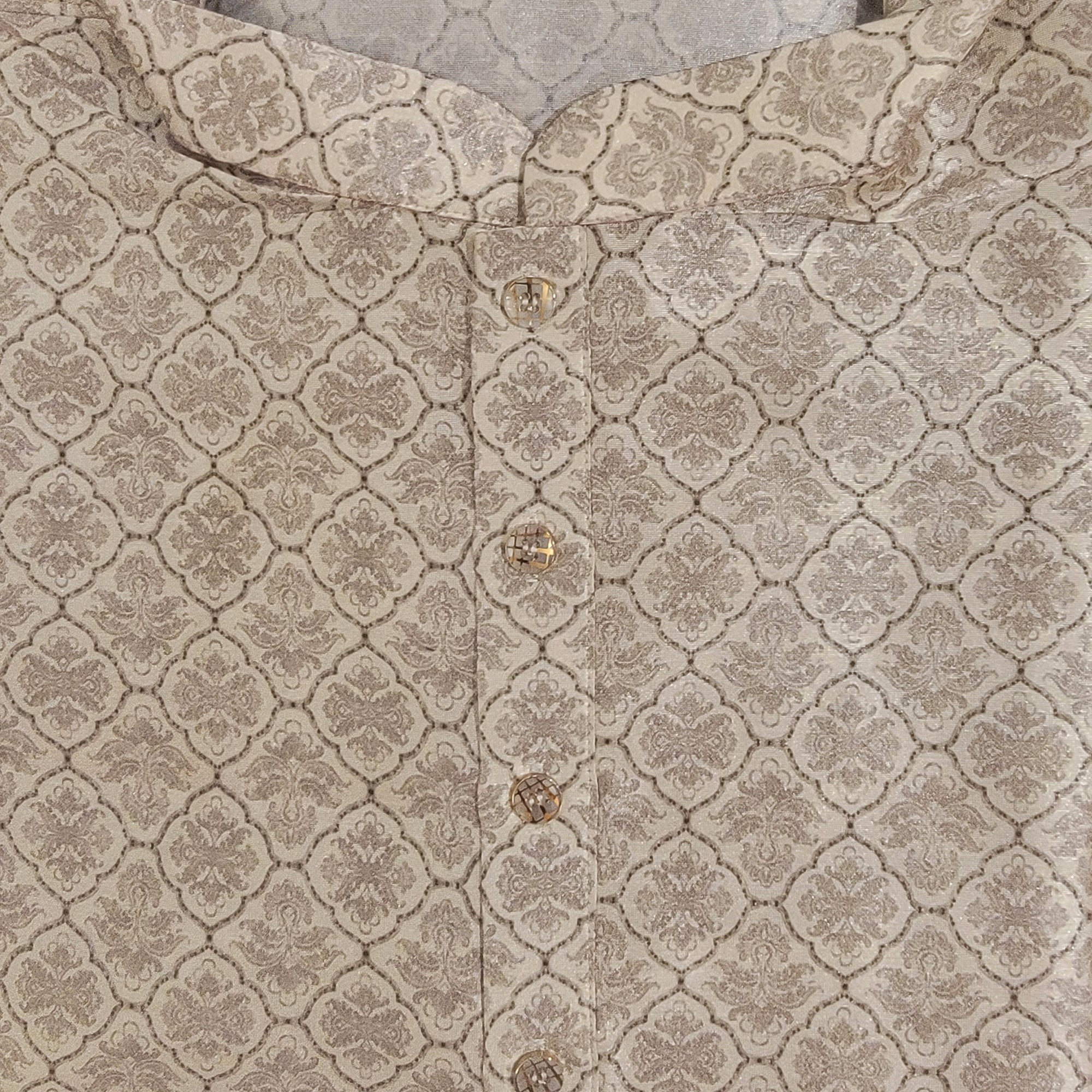 YD Grey Silk Floral Kurta - Vintage India NYC