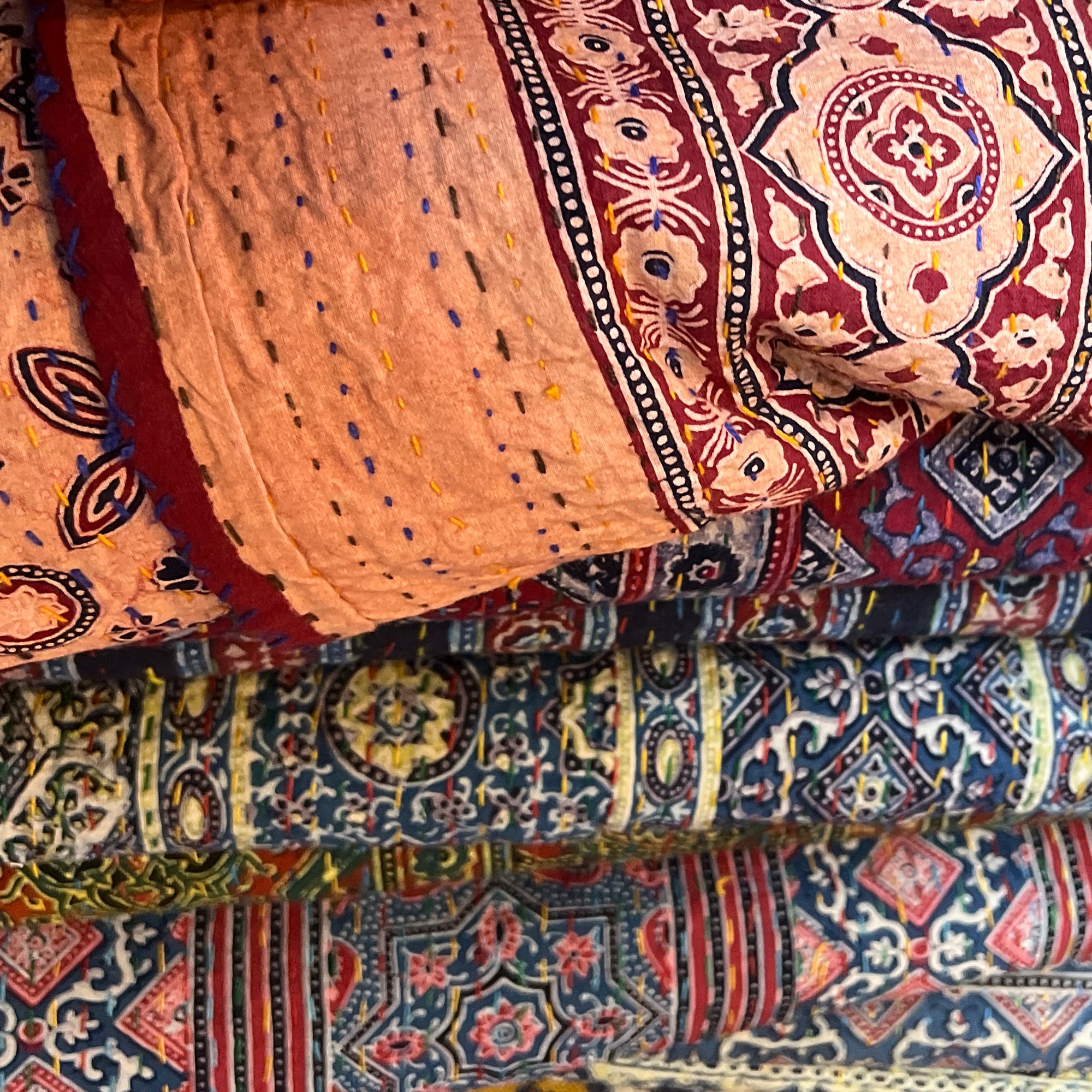 Ajrakh Kantha Quilts-Many Colors - Vintage India NYC