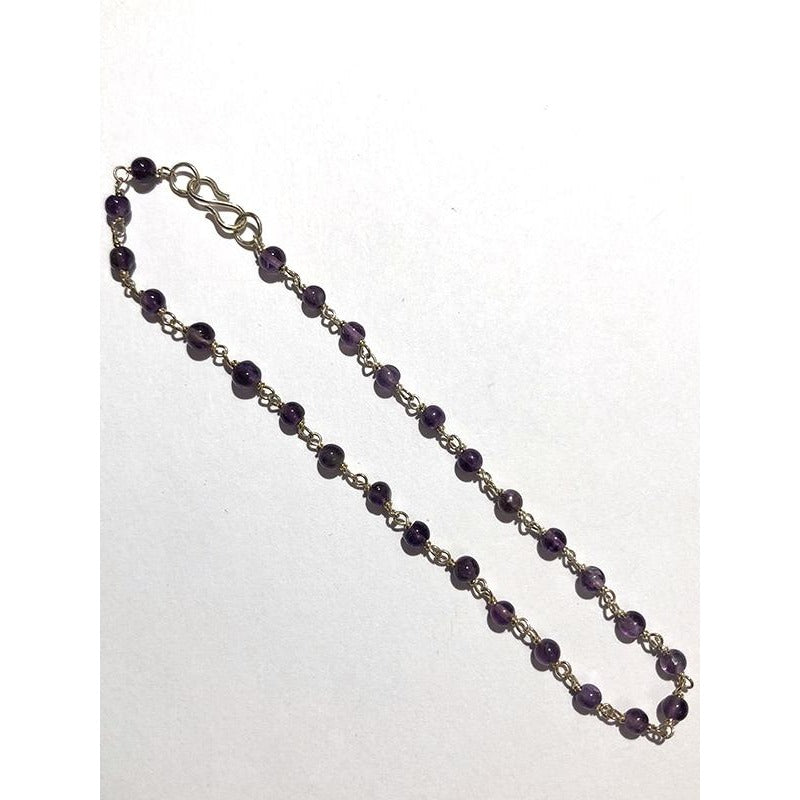 VD Amethyst Silver Ankle Bracelet - Vintage India NYC