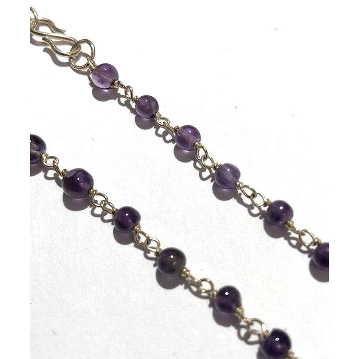 VD Amethyst Silver Ankle Bracelet - Vintage India NYC