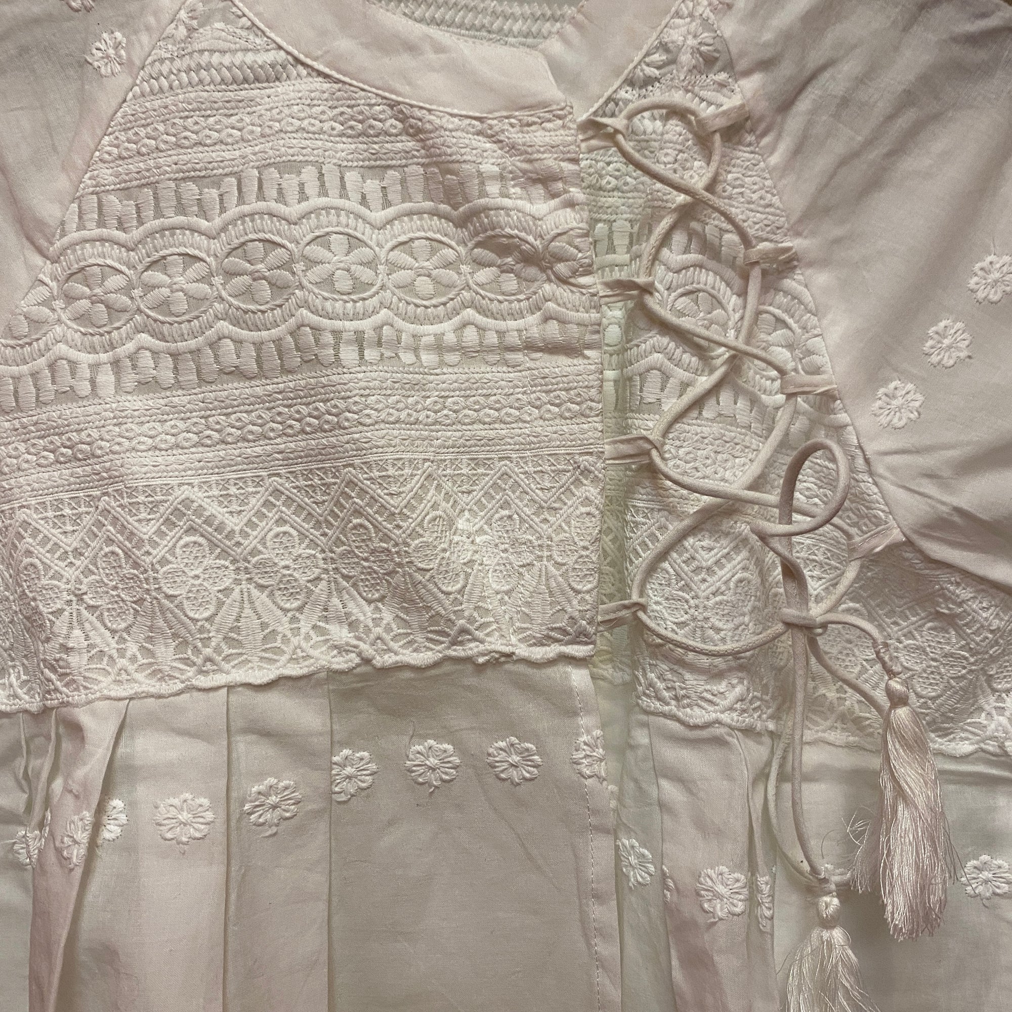 Side tie White Cotton Blouse - Vintage India NYC