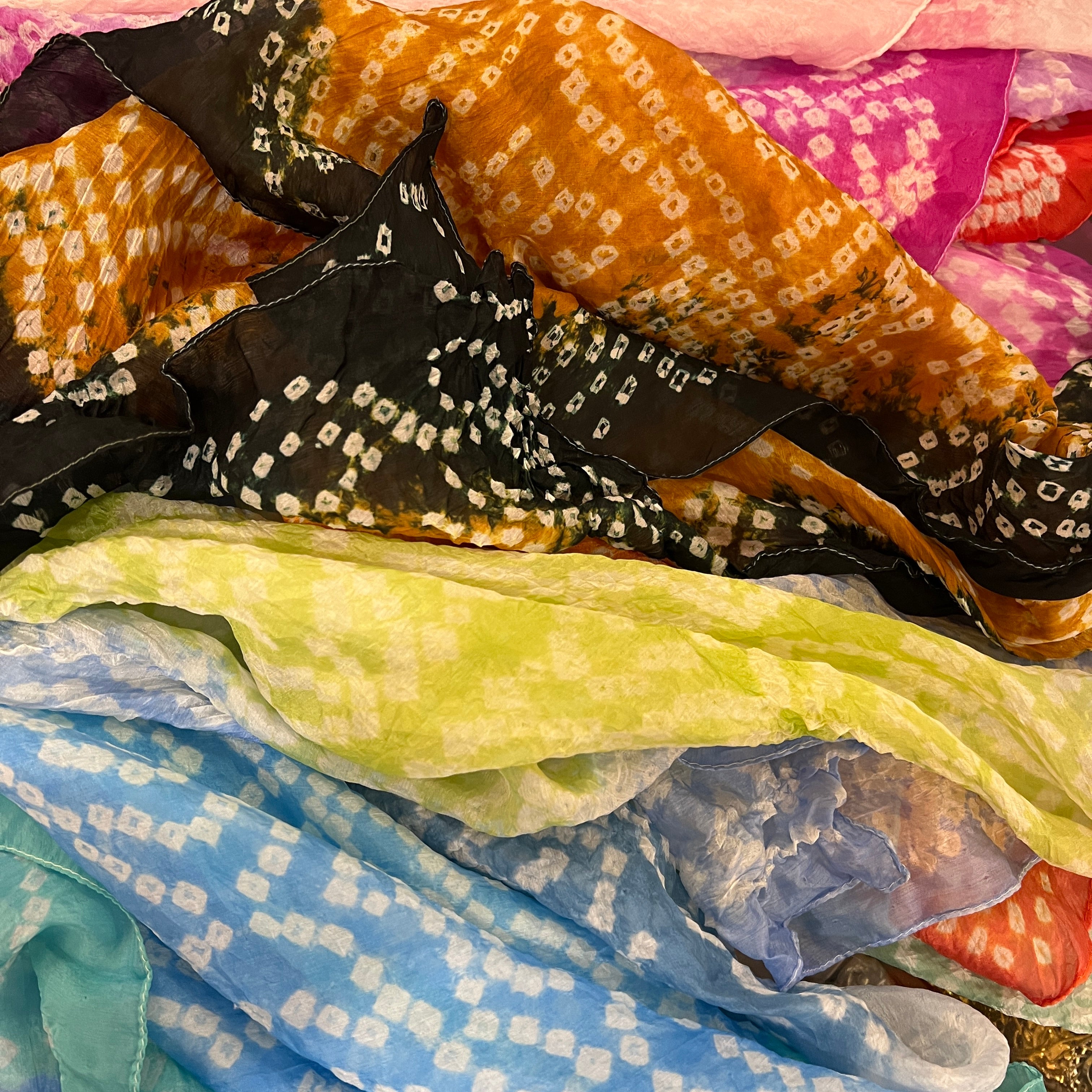 Silk Bandhani Bandanas - Vintage India NYC