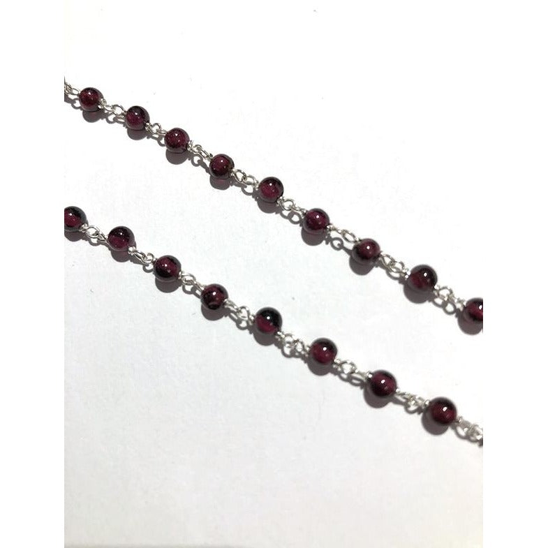 VD Garnet Silver Ankle Bracelet - Vintage India NYC