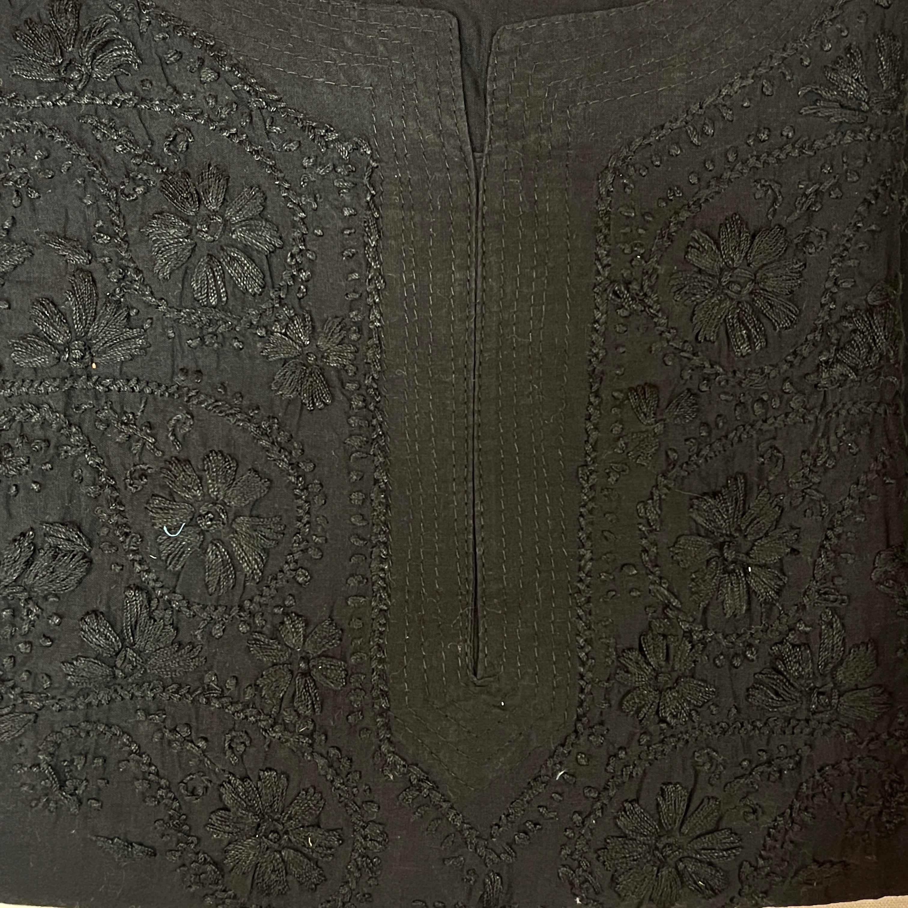 AR Long Embroidered Cotton Tunic Kurtis- L - Vintage India NYC