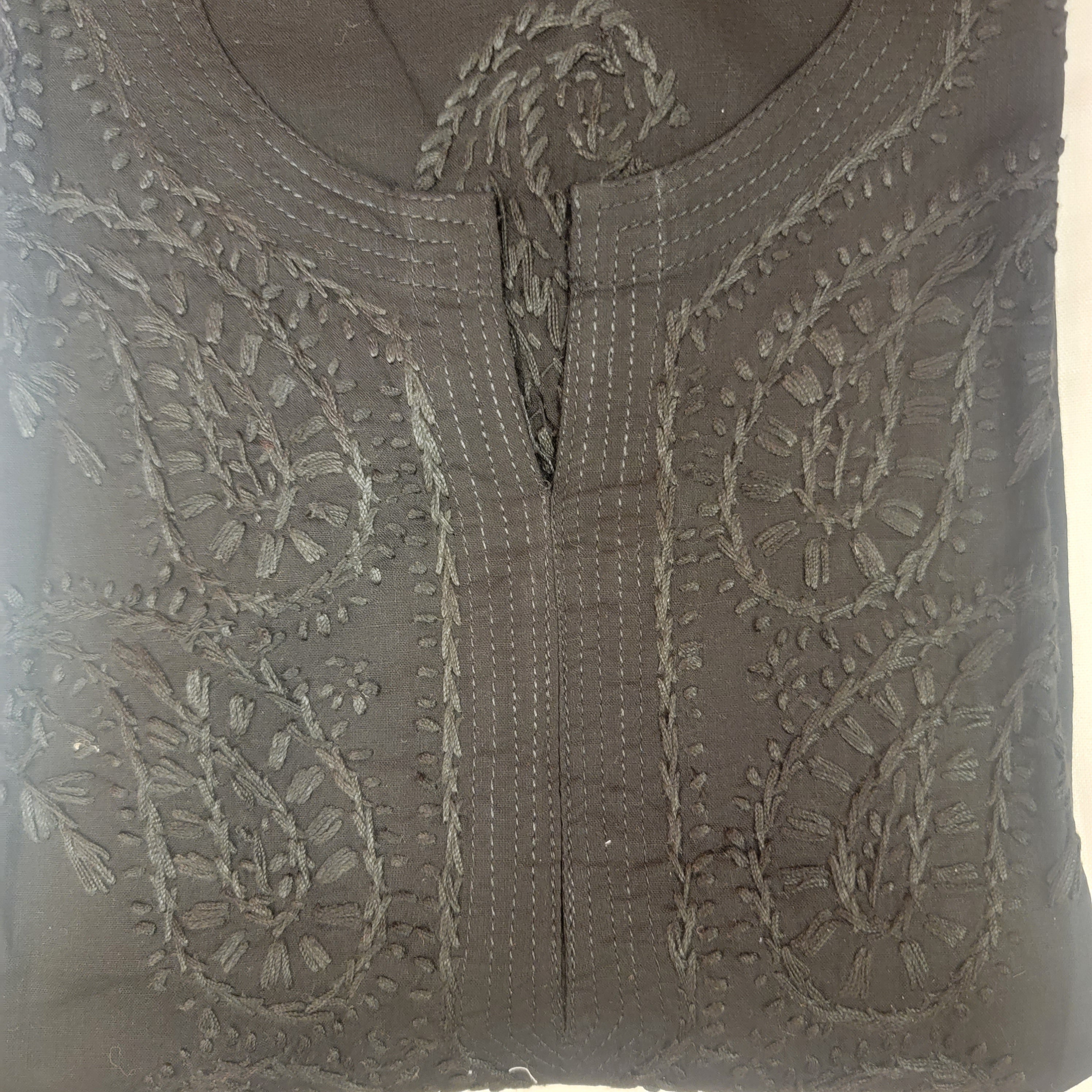 AR Short Embroidered Cotton Tunic Kurti-M - Vintage India NYC