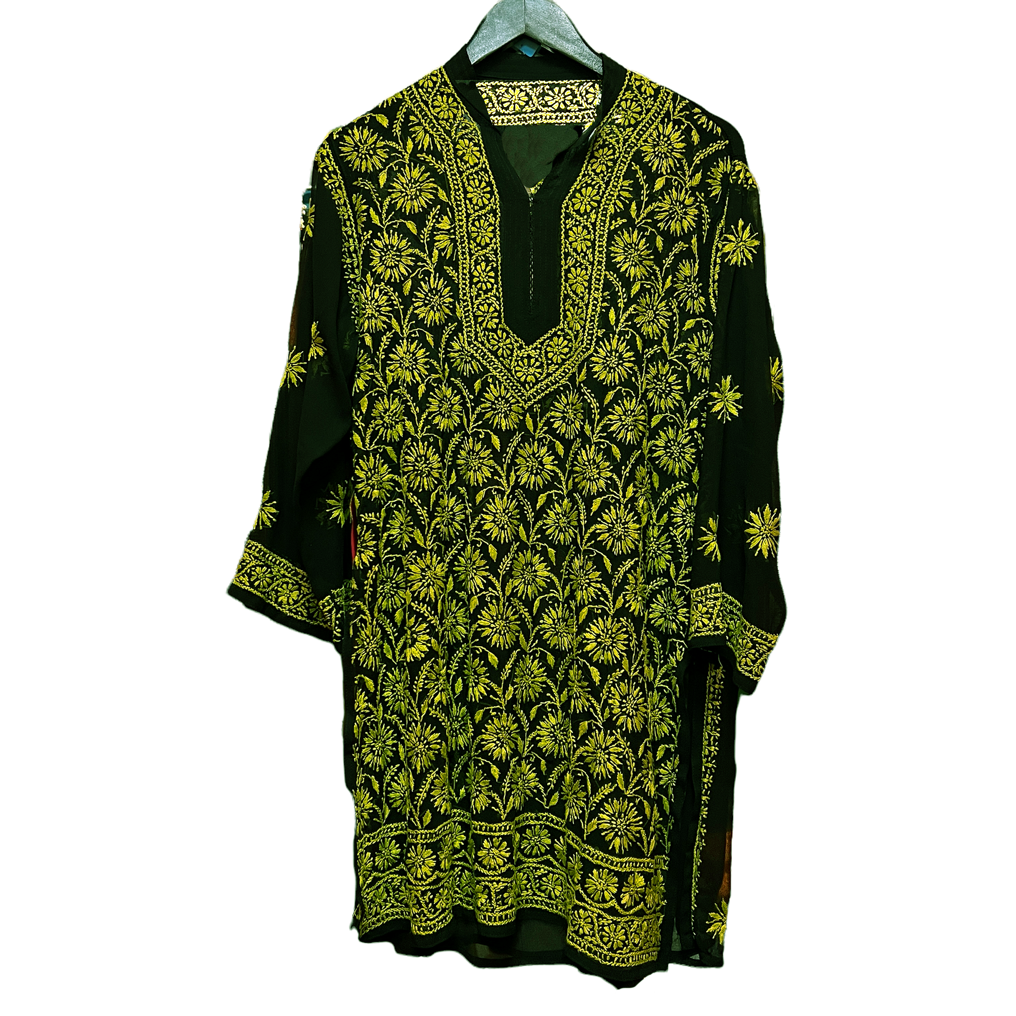 Georgette Embroidered Kurta-Size 42 - Vintage India NYC