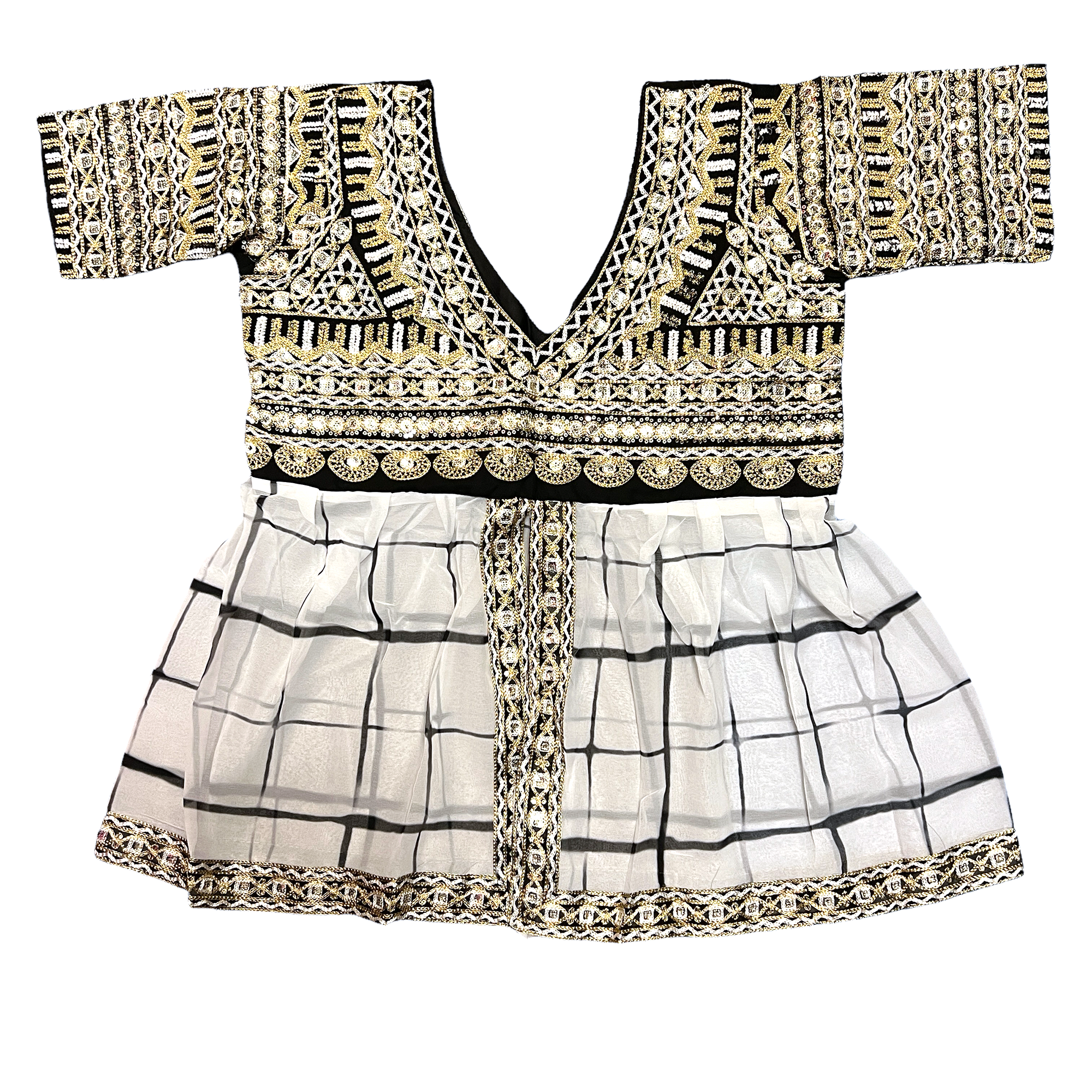 Black & White Chiffon Saree - Vintage India NYC