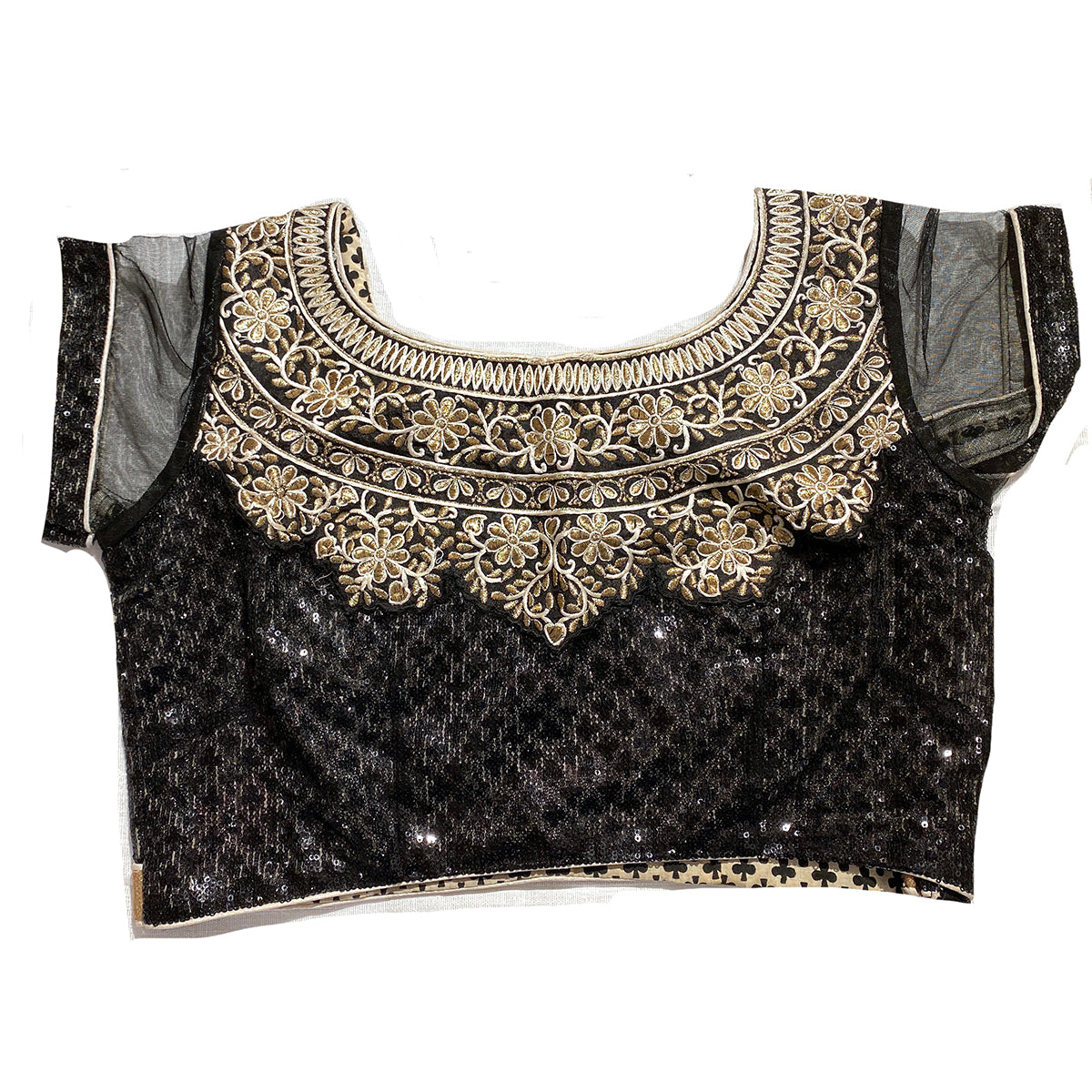 Black & Gold Choli Blouse - Vintage India NYC