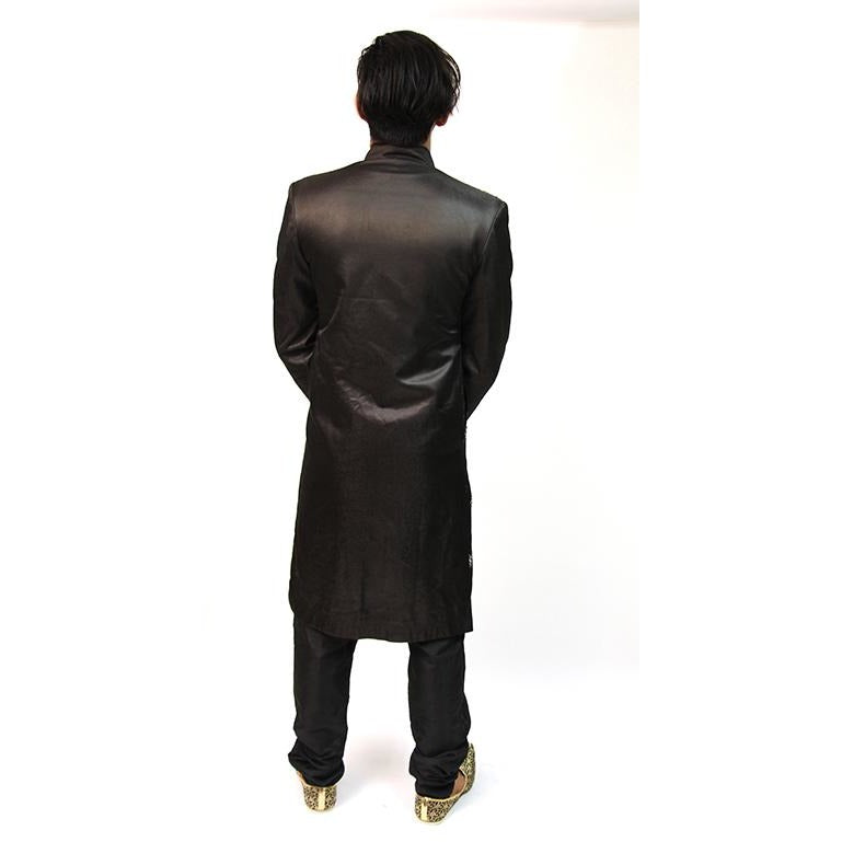 VM Black Shewani with amazing embroidery - Vintage India NYC
