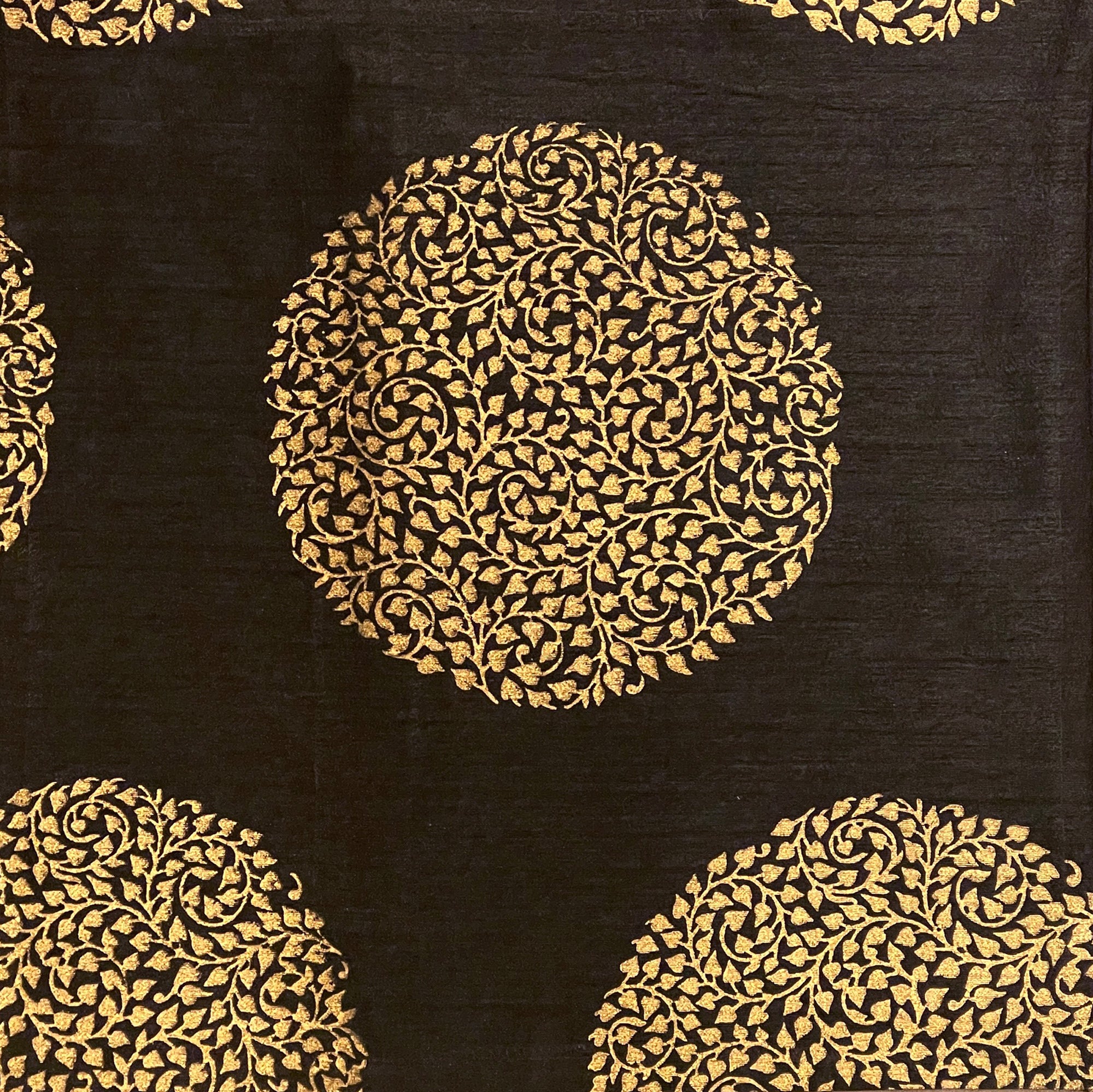 Gold block Print on Silk - Vintage India NYC